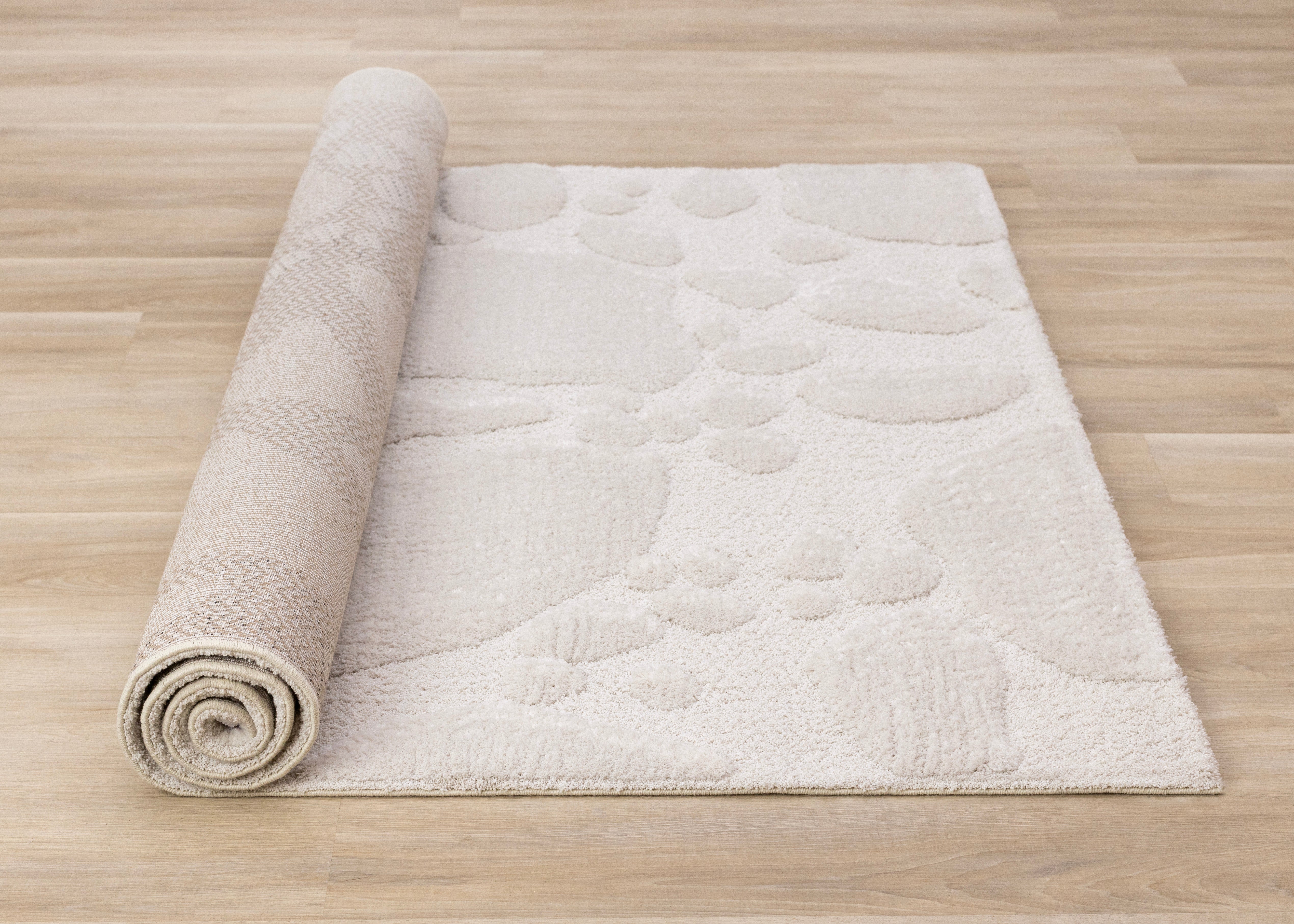 Luxe White Pebbled Design Rug