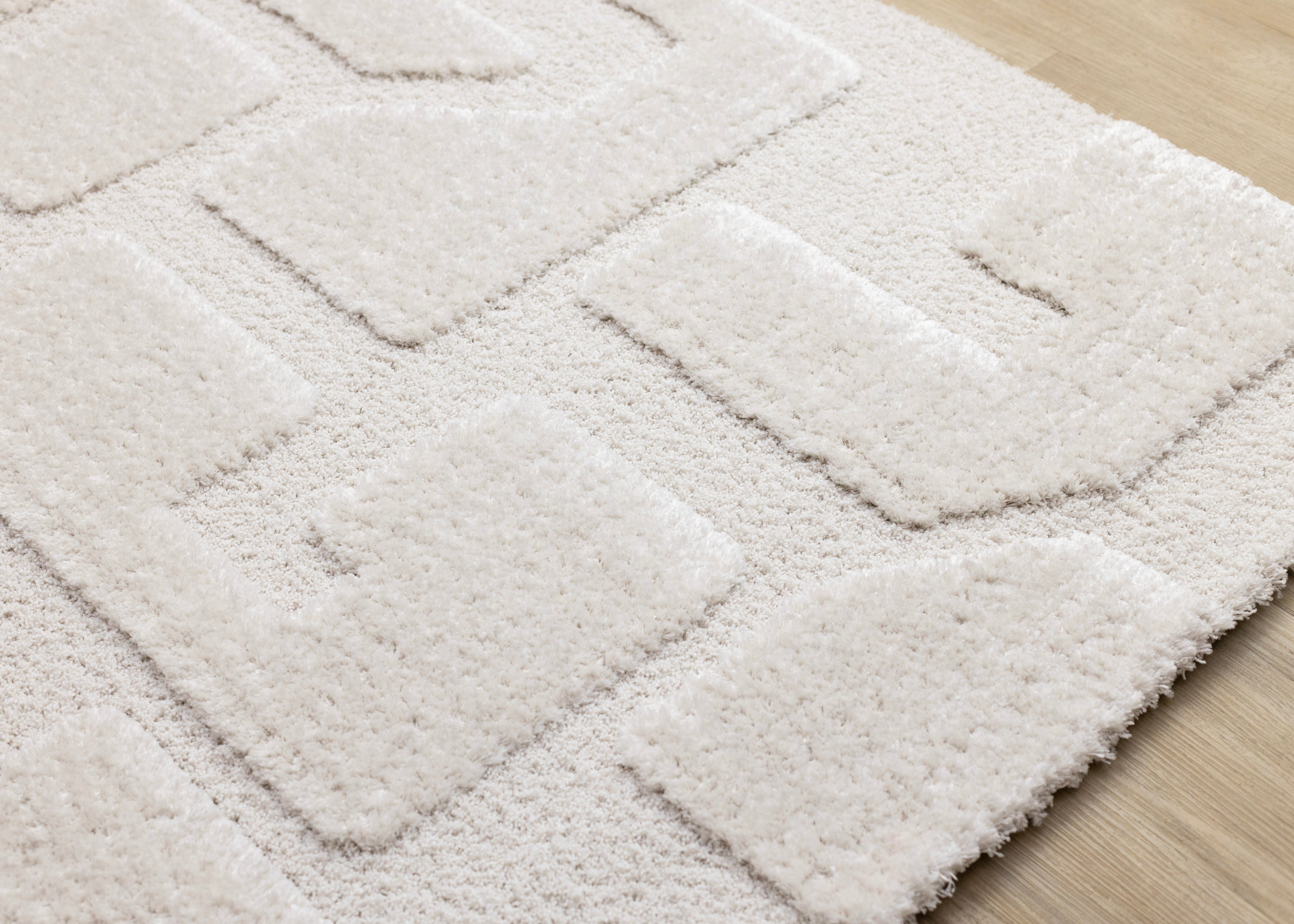 Luxe White Scattered Shapes Design Rug