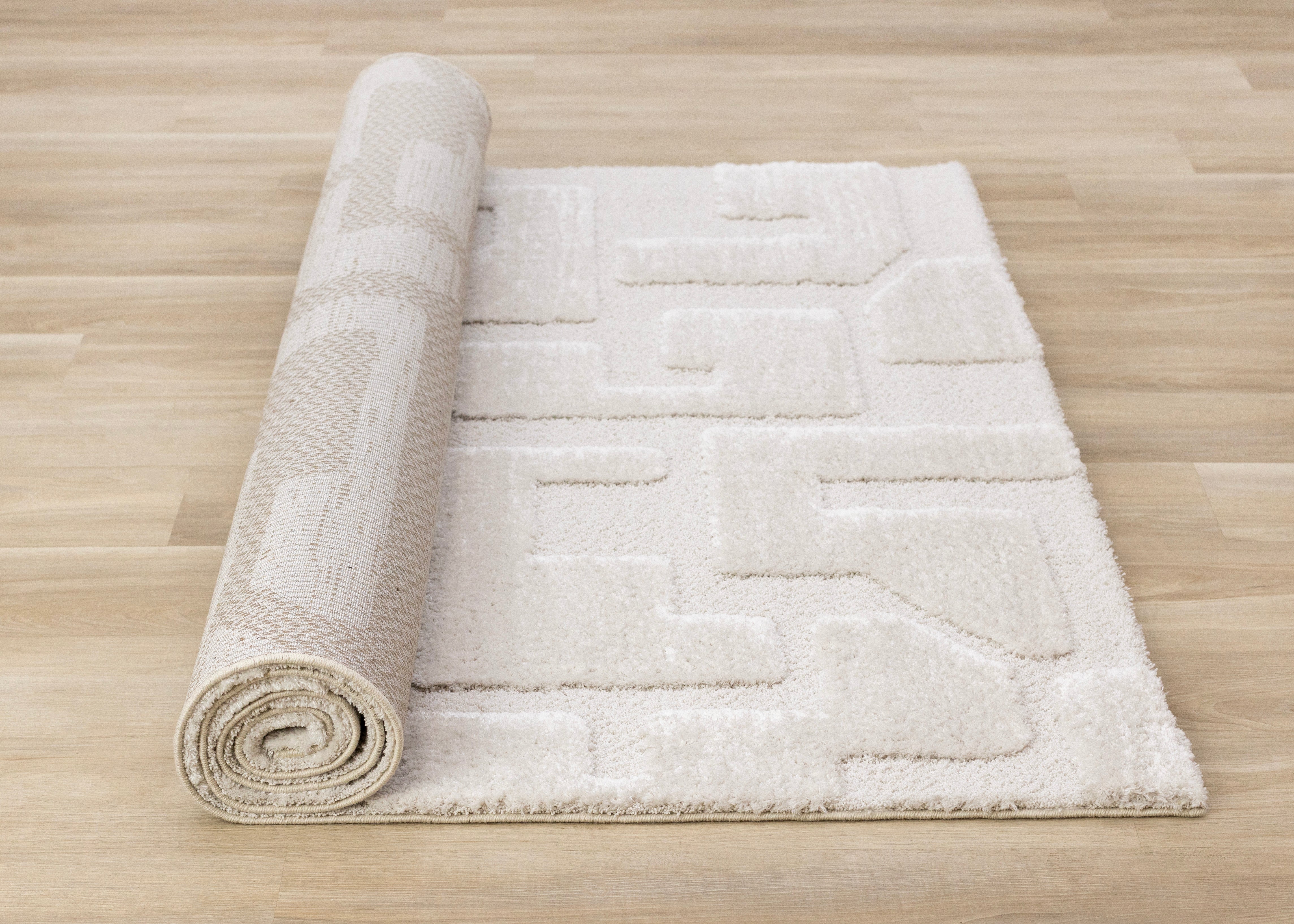 Luxe White Scattered Shapes Design Rug