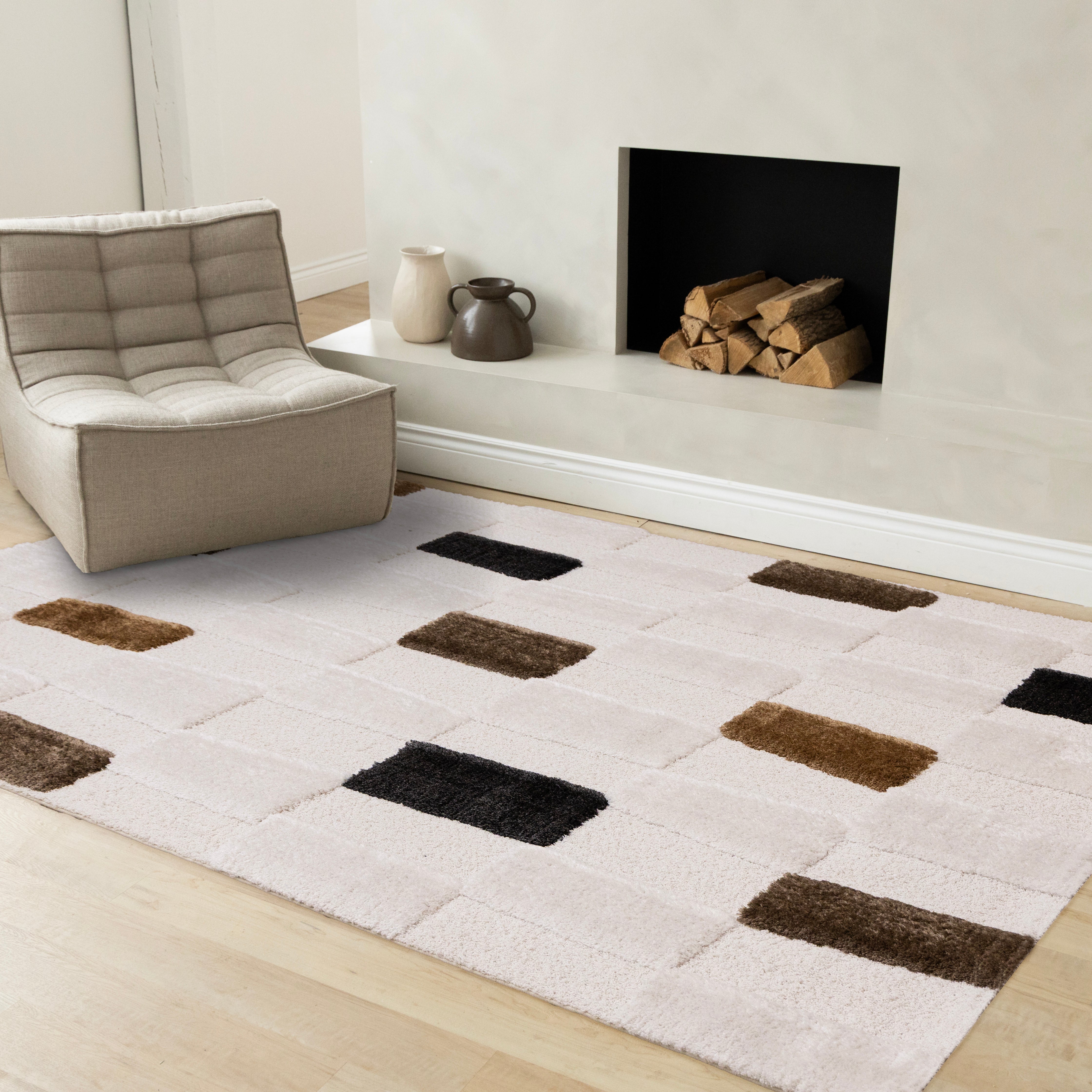 Luxe White Brown Black Rectangles