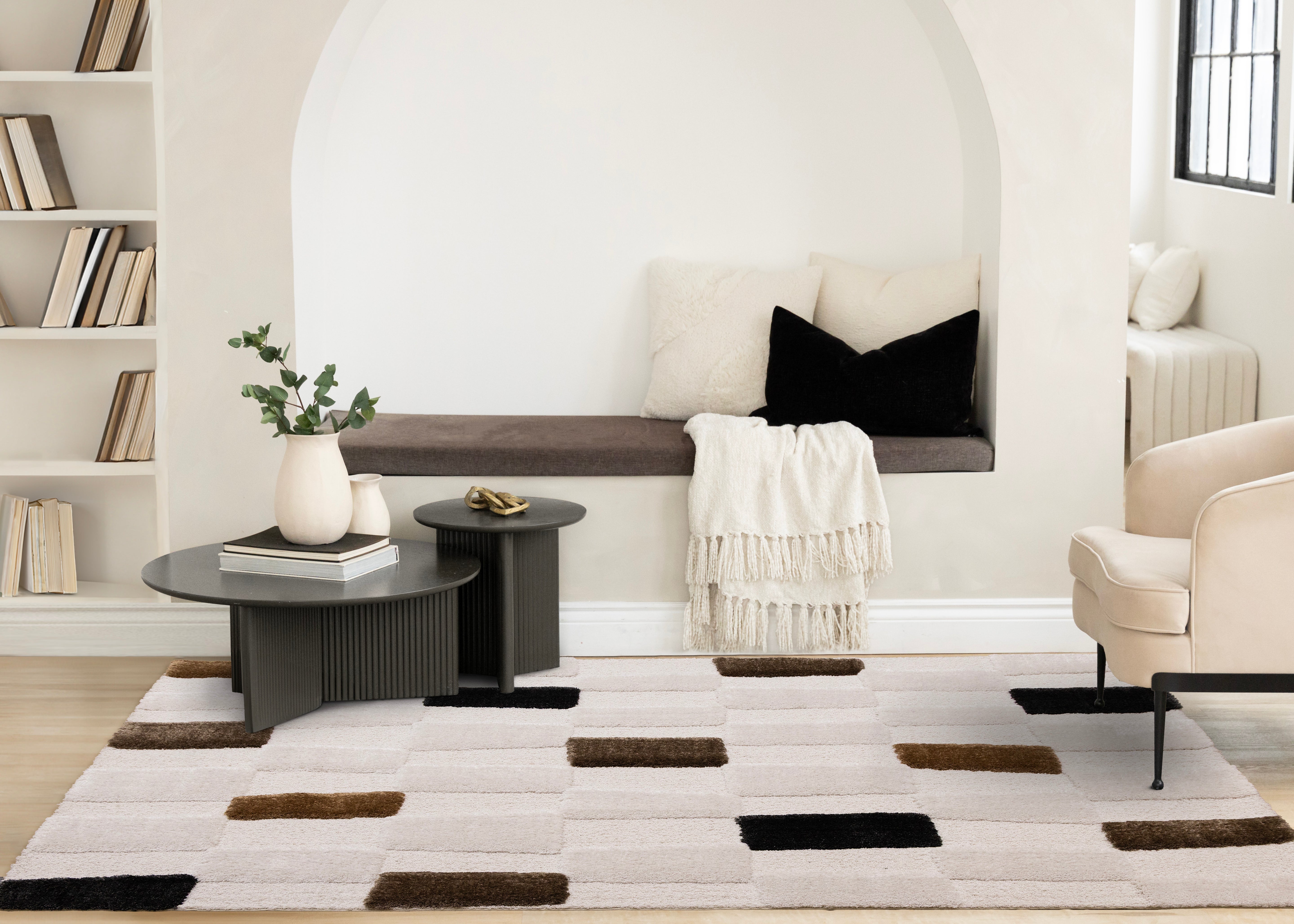 Luxe White Brown Black Rectangles