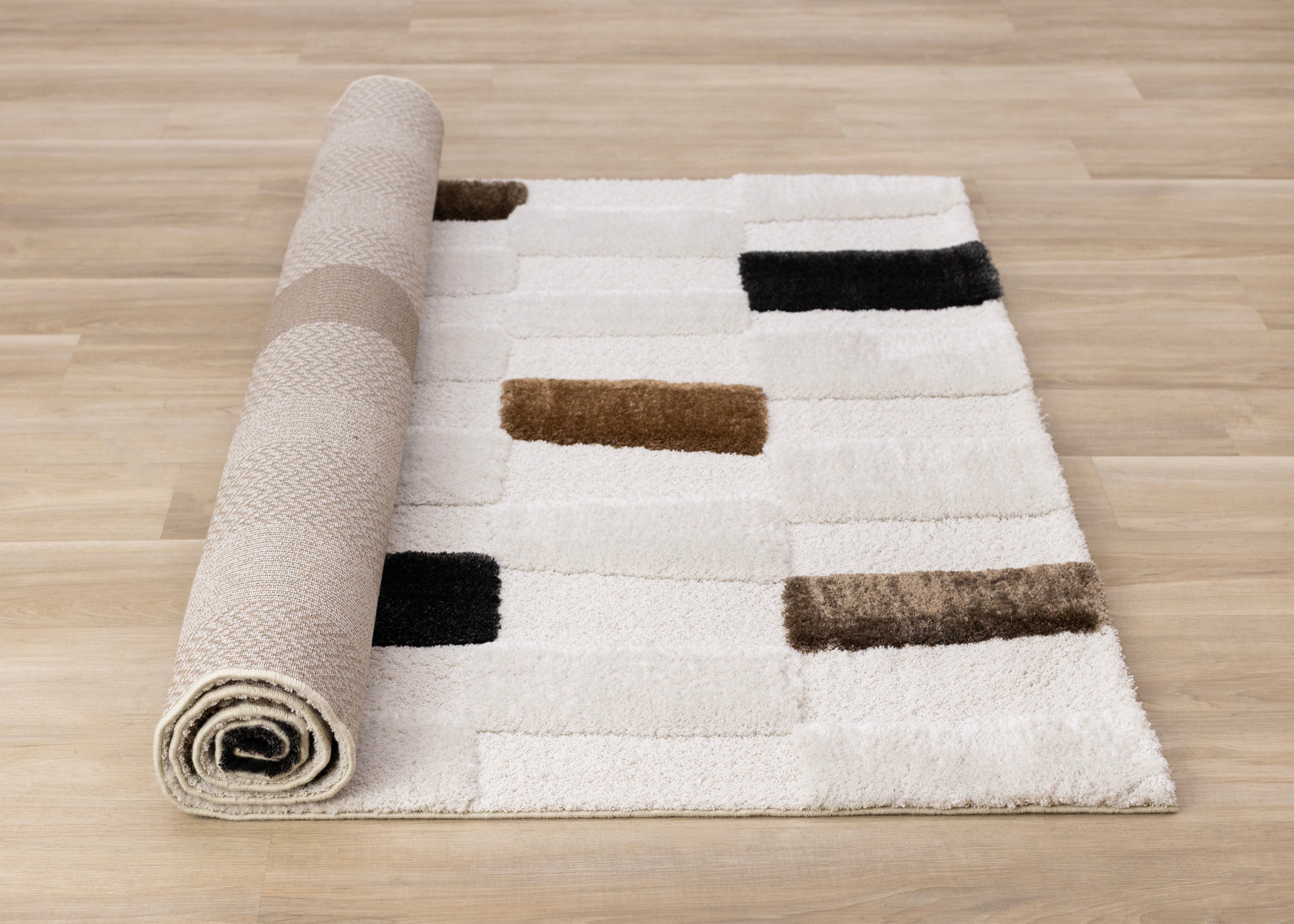 Luxe White Brown Black Rectangles
