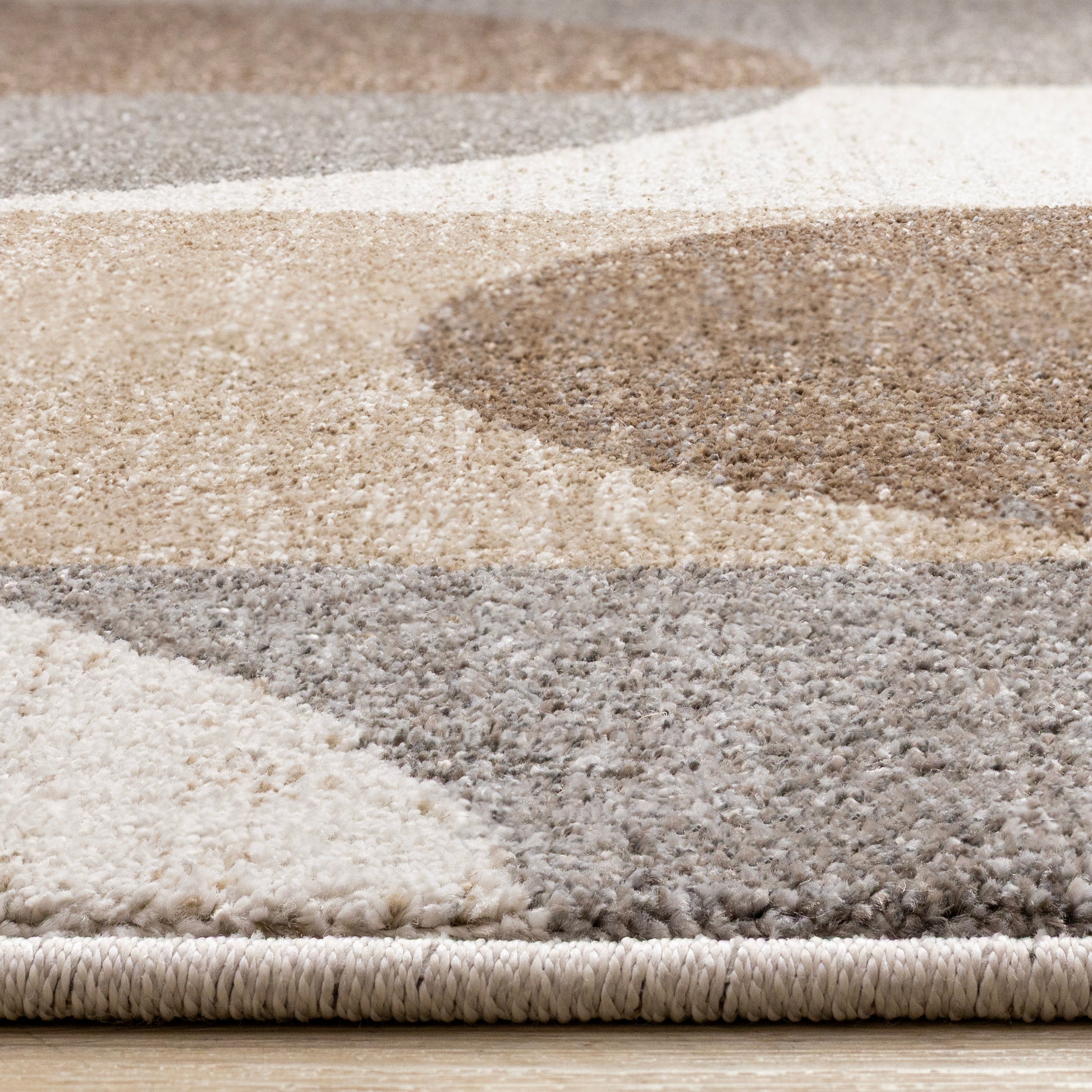 Marquis Brown Grey White Striped Arched Shapes Design Rug