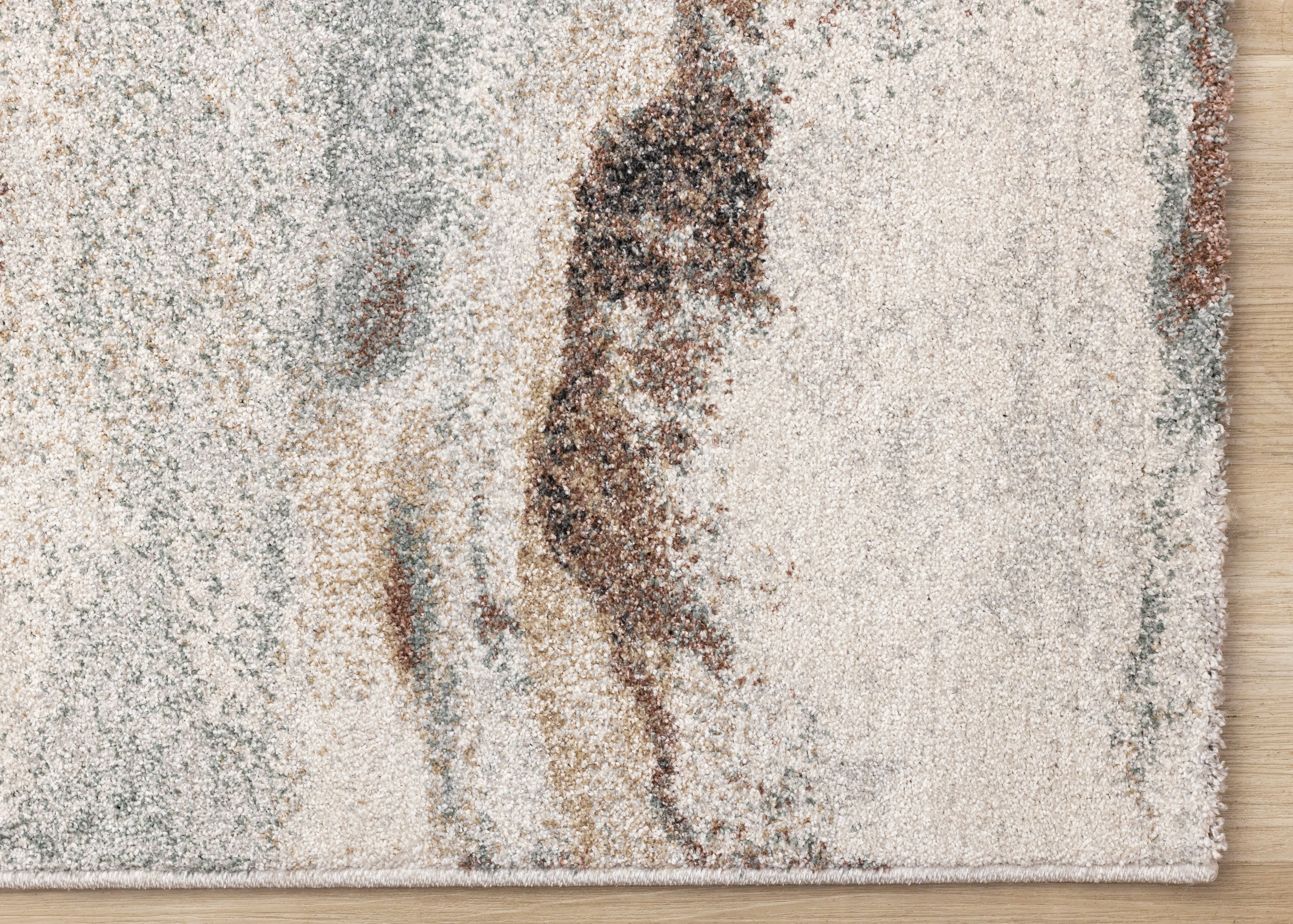 Mae White Grey Orange Veined Marble Design Rug