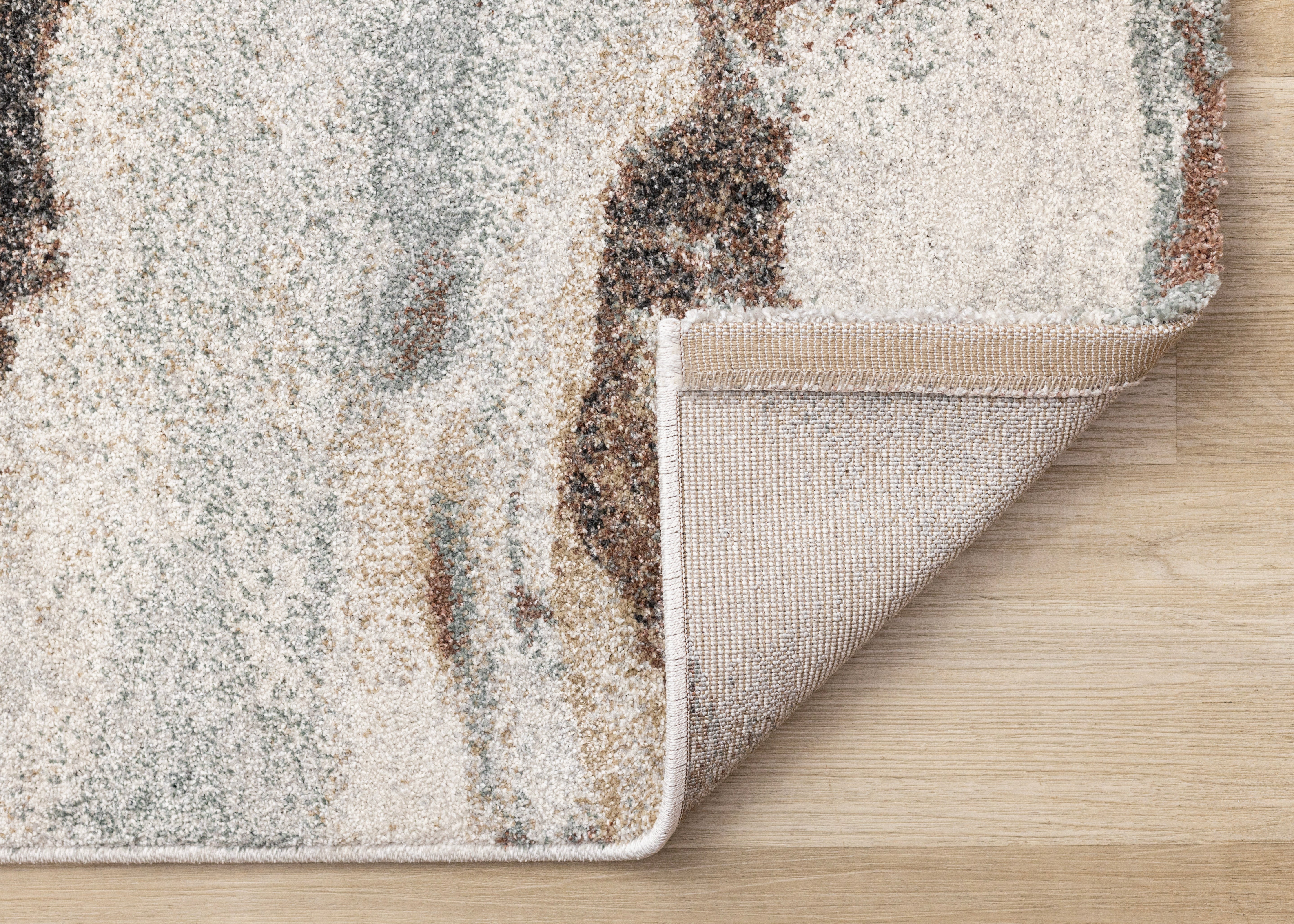 Mae White Grey Orange Veined Marble Design Rug
