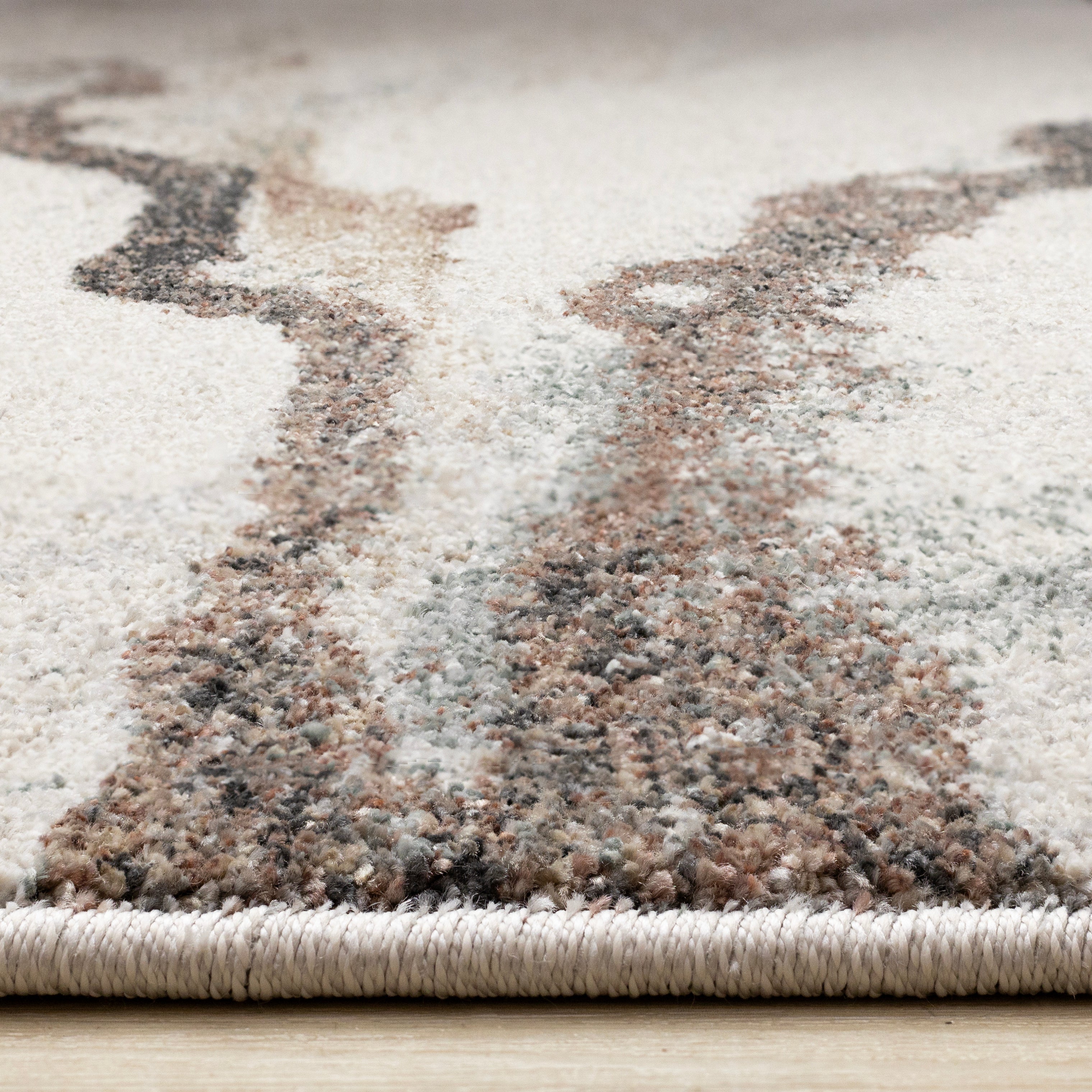 Mae White Grey Orange Veined Marble Design Rug
