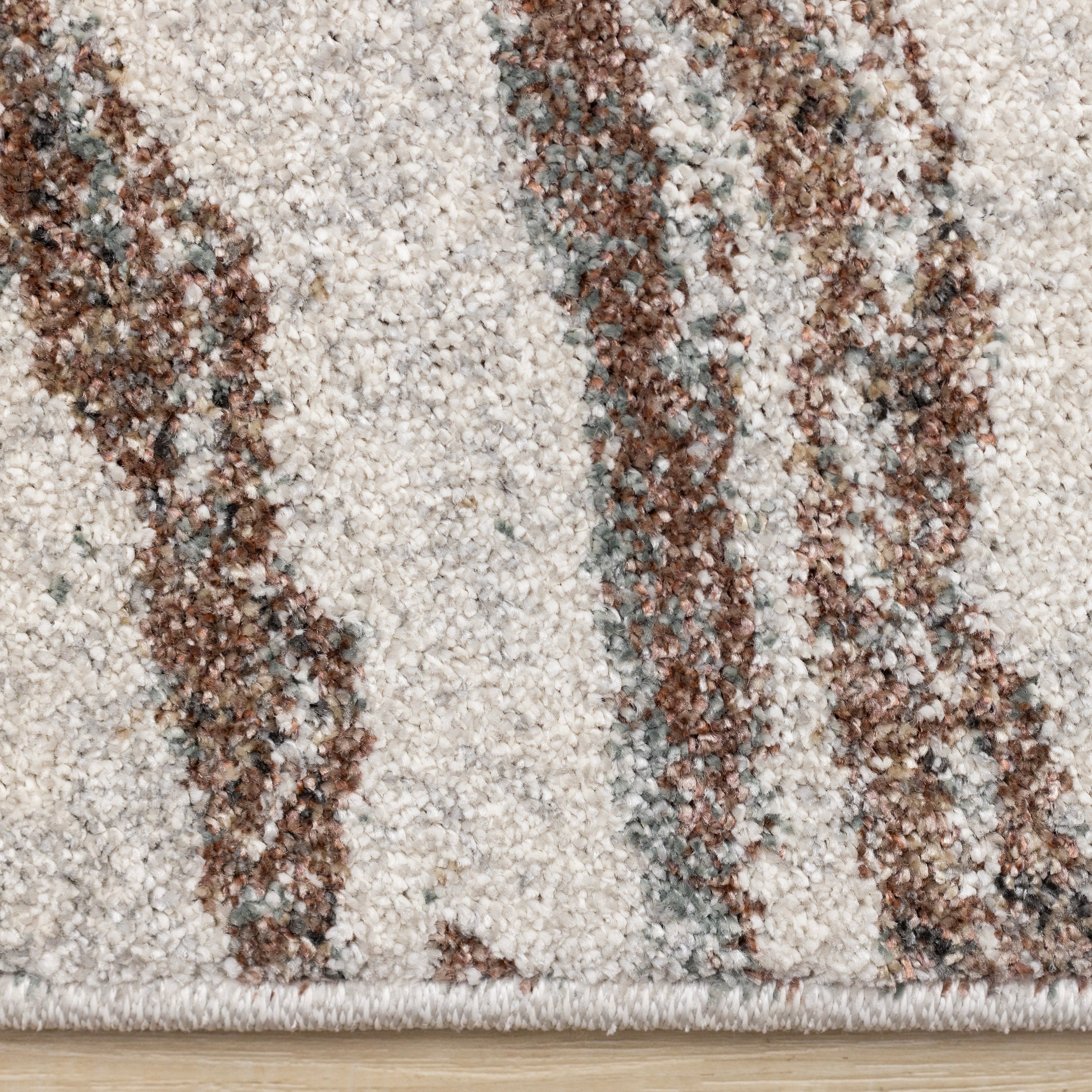 Mae White Grey Orange Veined Marble Design Rug