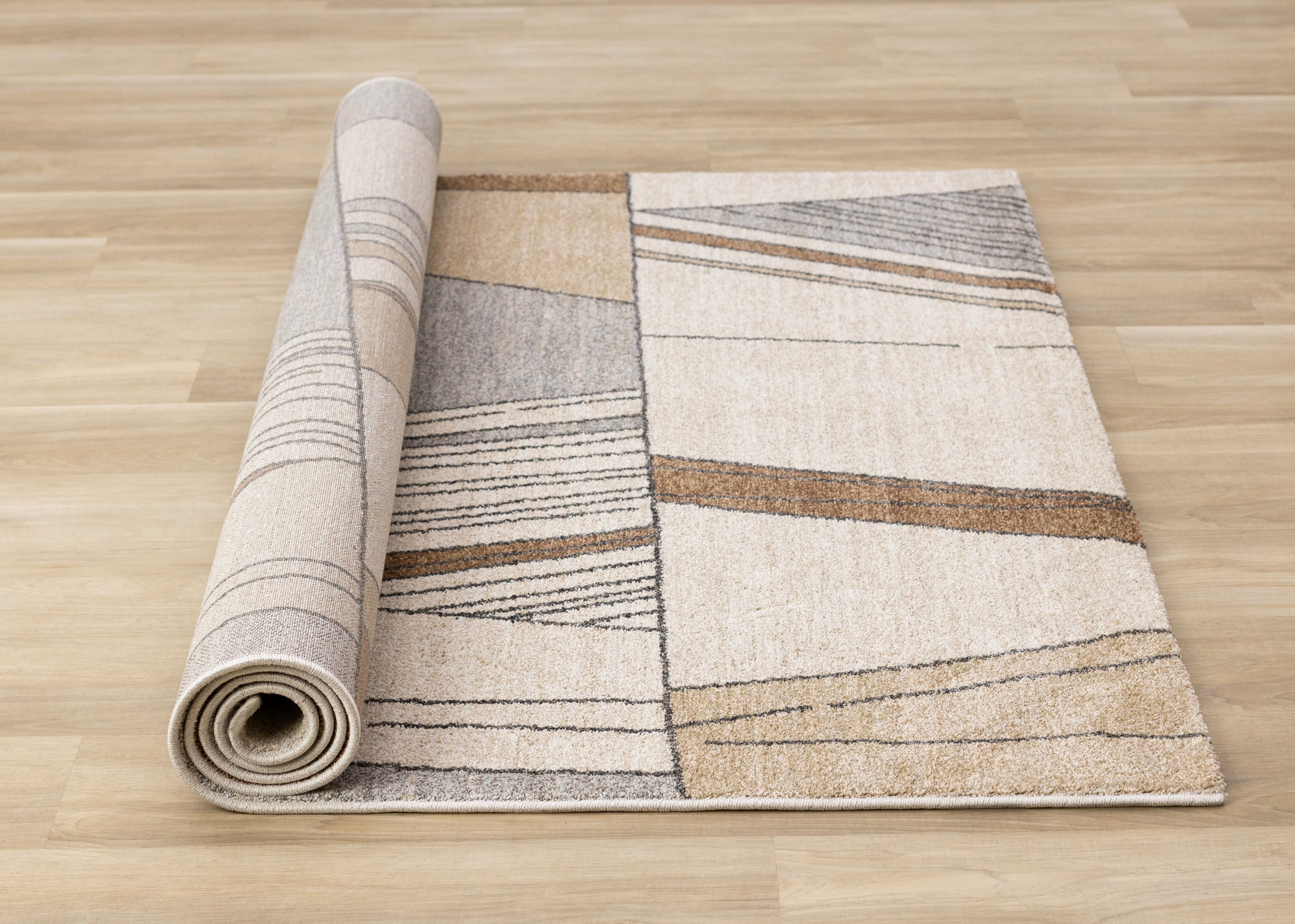 Mae White Beige Orange Stain Glass Design Rug