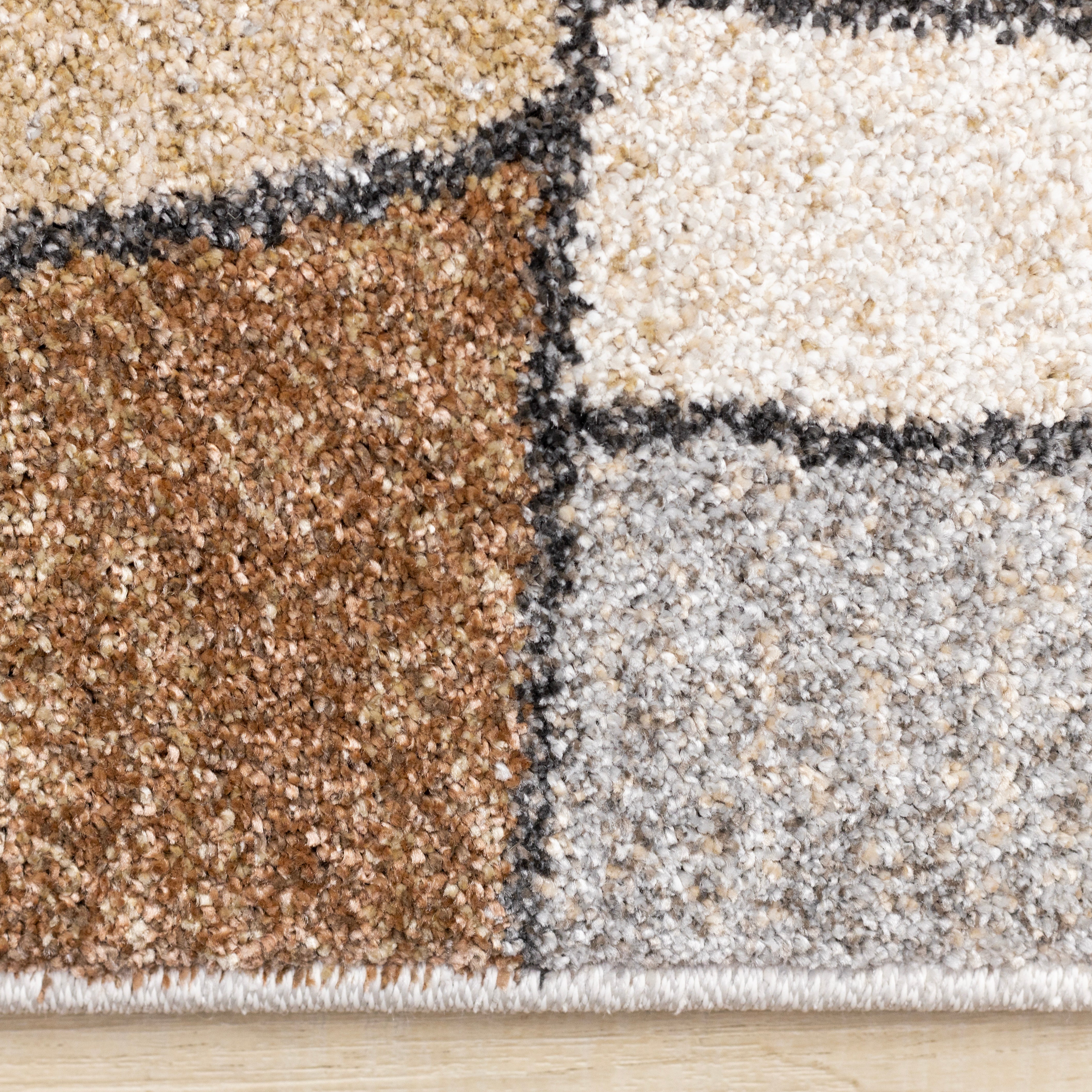 Mae White Beige Orange Stain Glass Design Rug