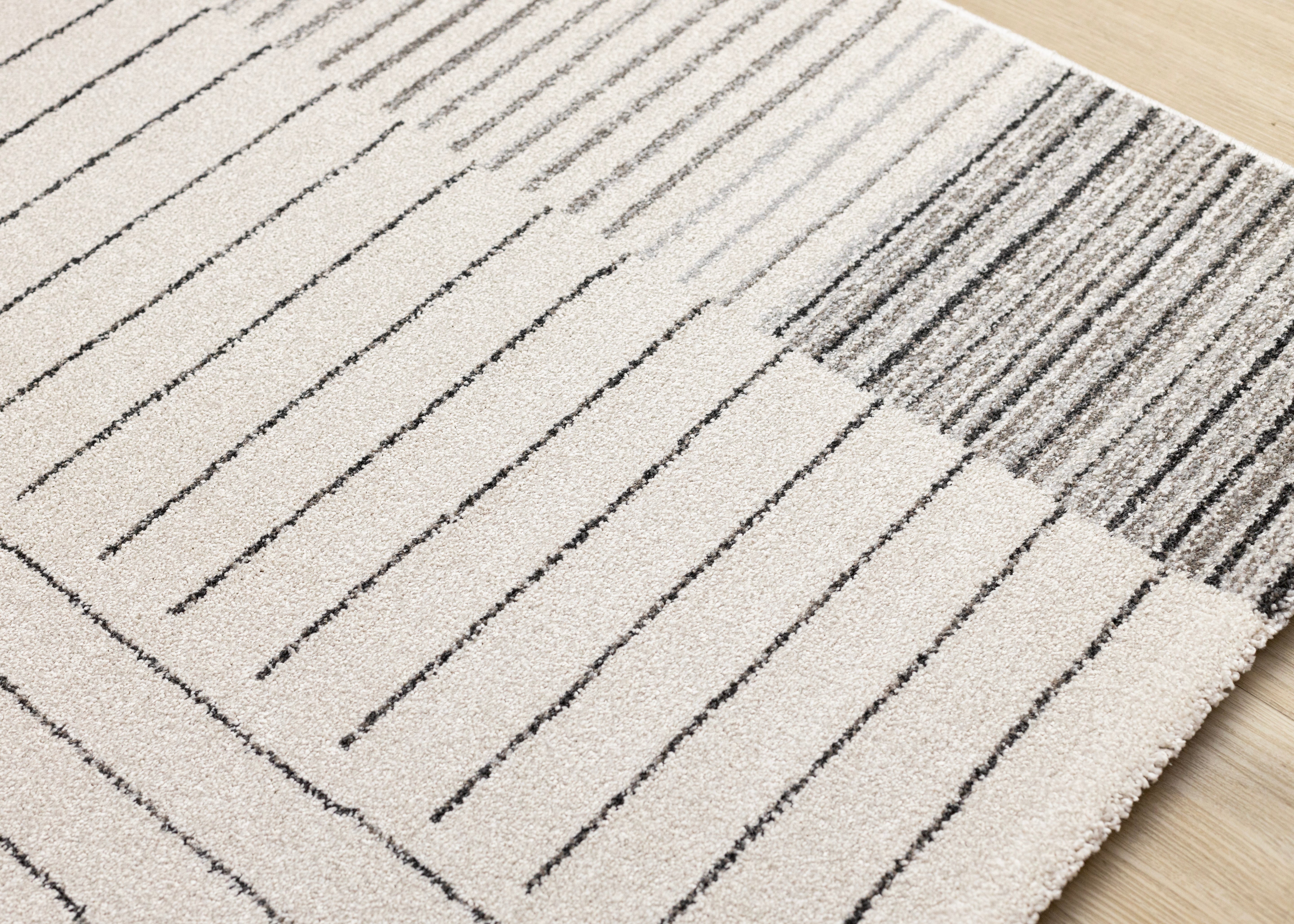 Mae White Black Intricate Line Design Rug
