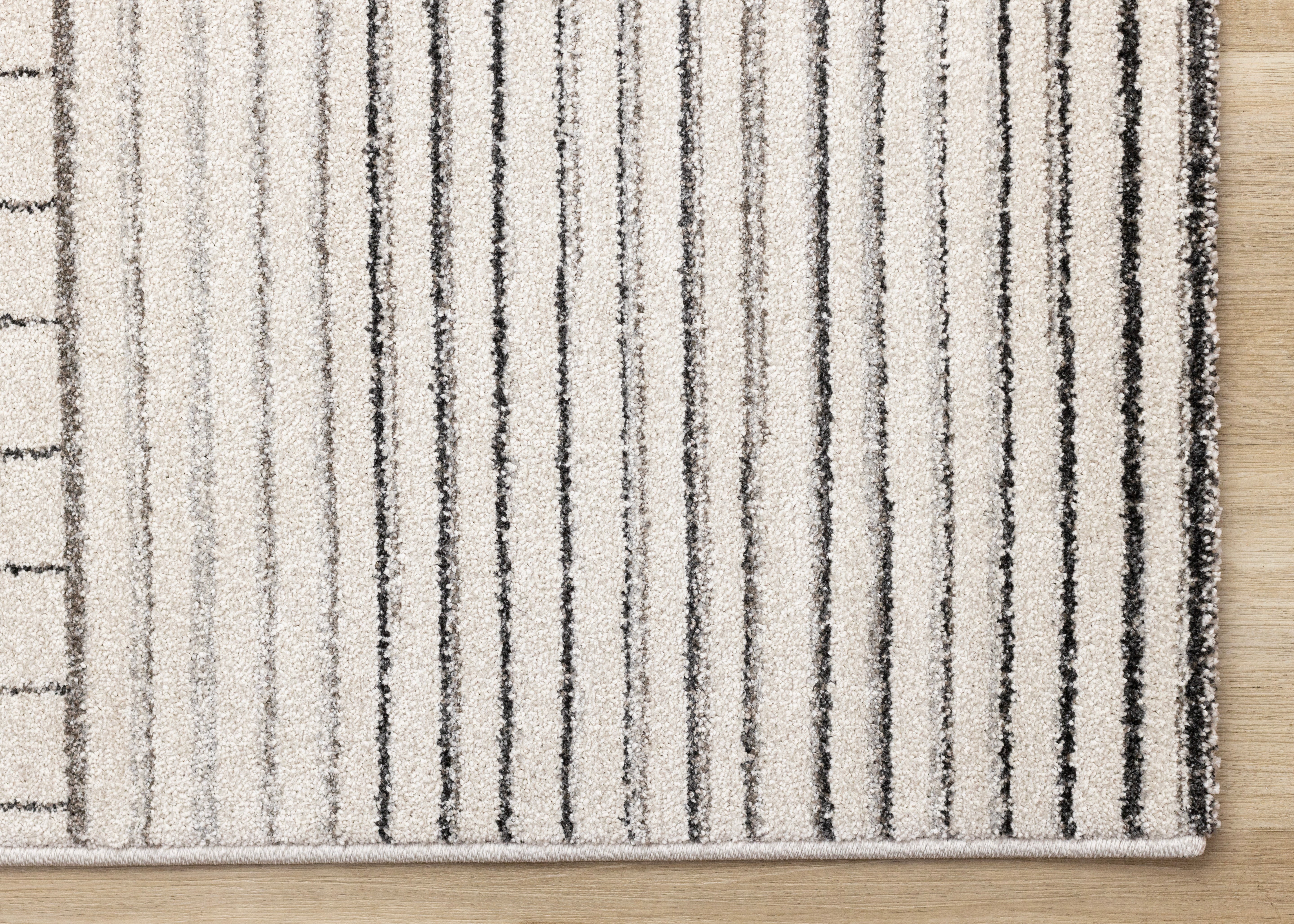 Mae White Black Intricate Line Design Rug