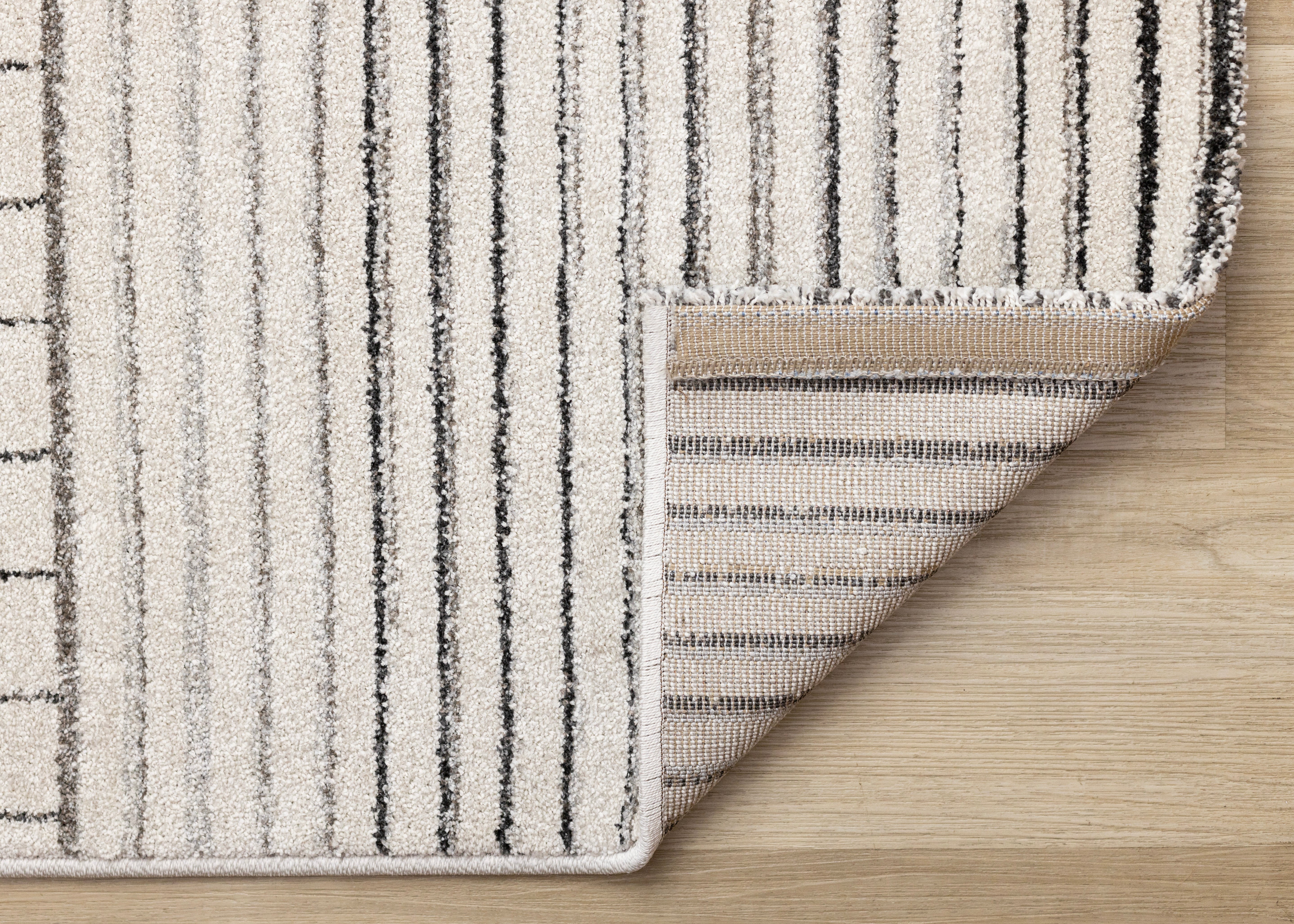 Mae White Black Intricate Line Design Rug