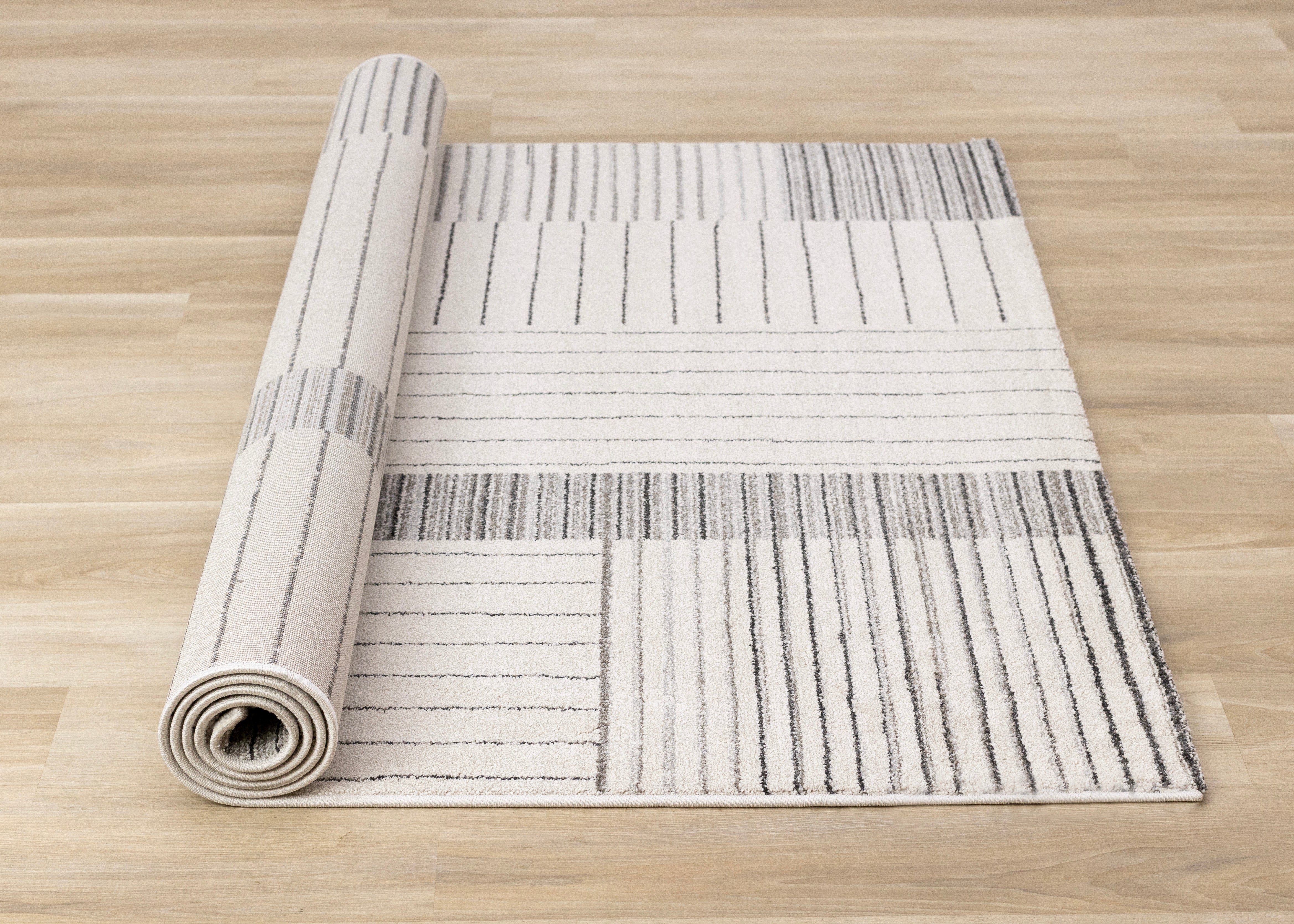Mae White Black Intricate Line Design Rug
