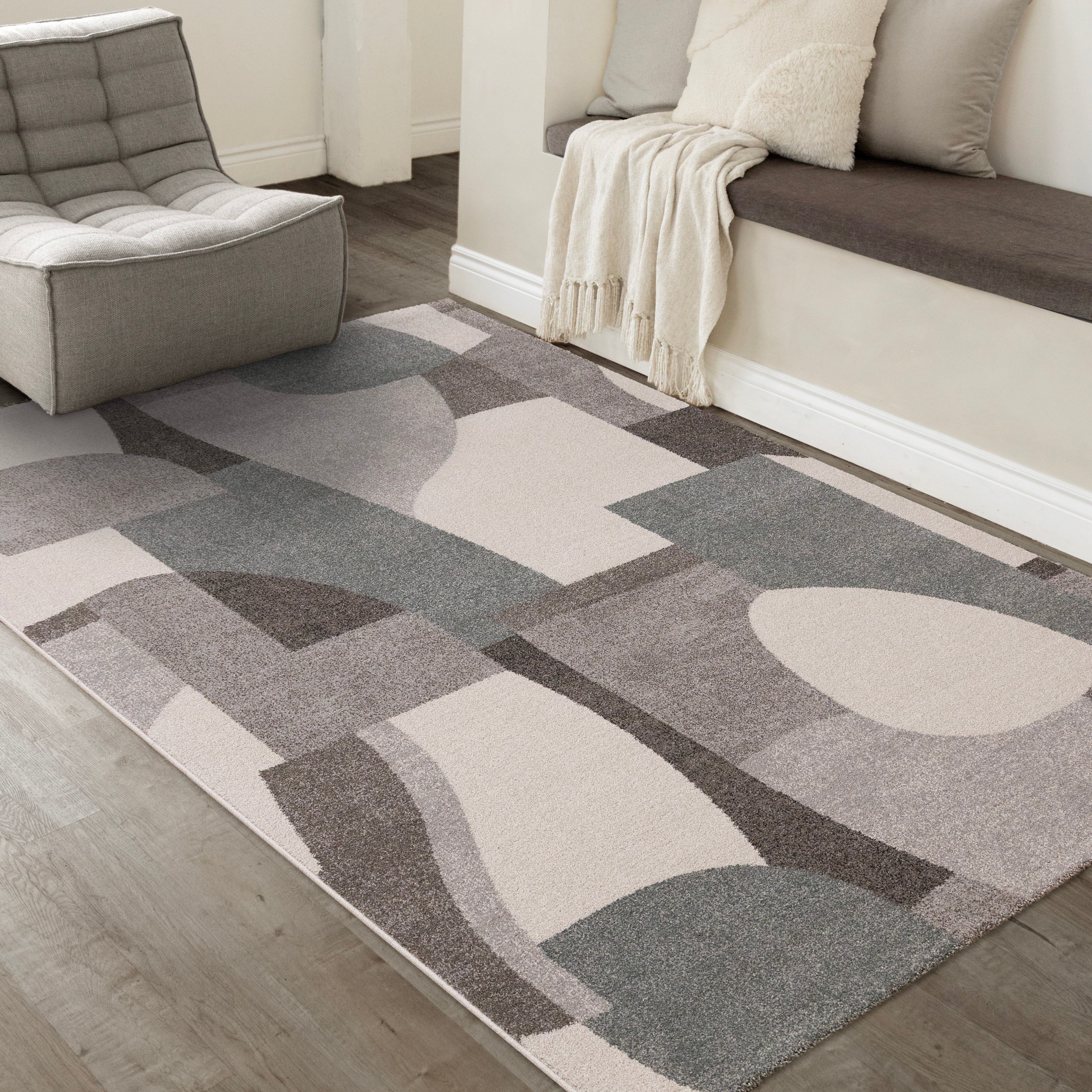 Marquis Blue White Grey Organic Shapes Rug