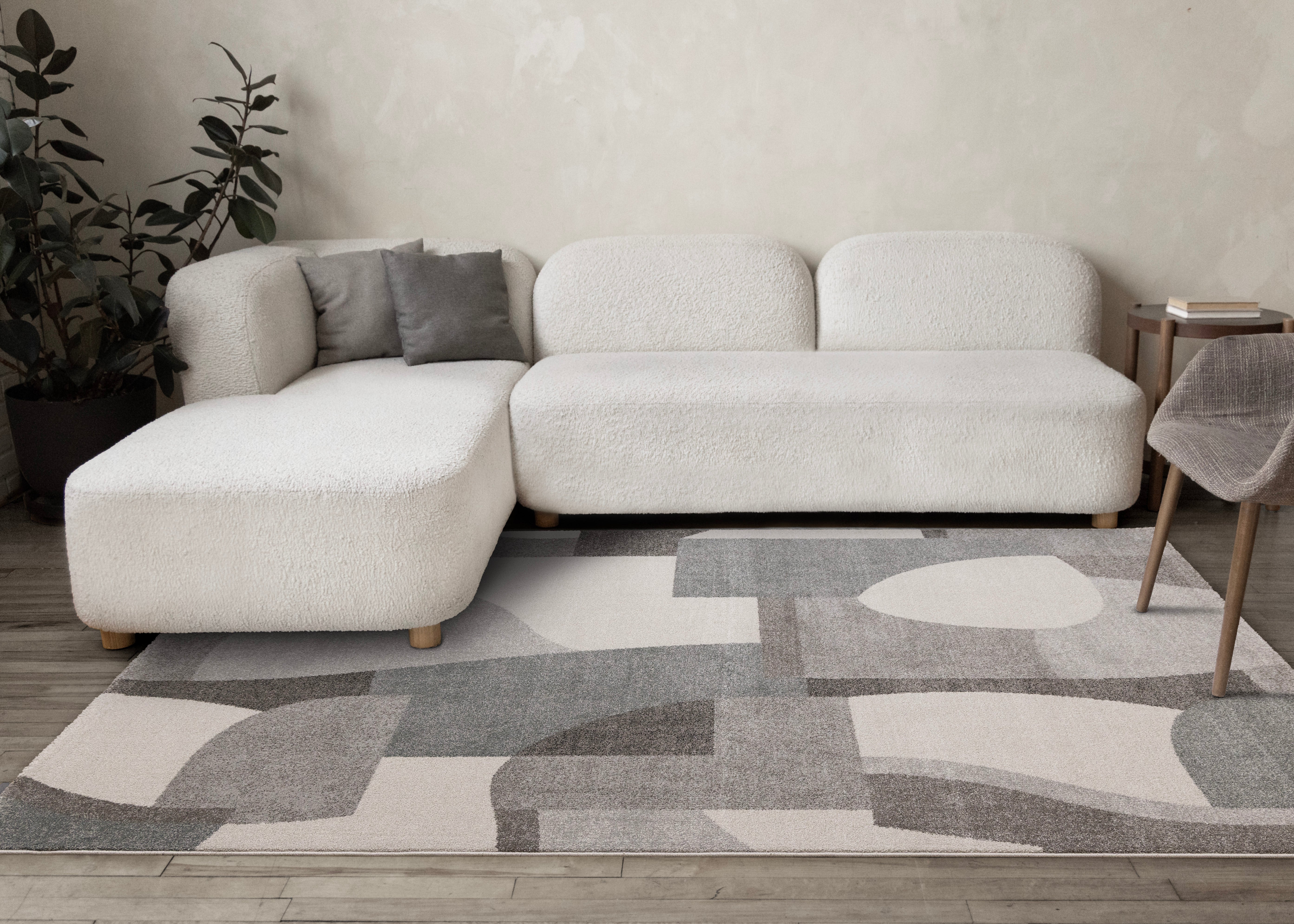Marquis Blue White Grey Organic Shapes Rug