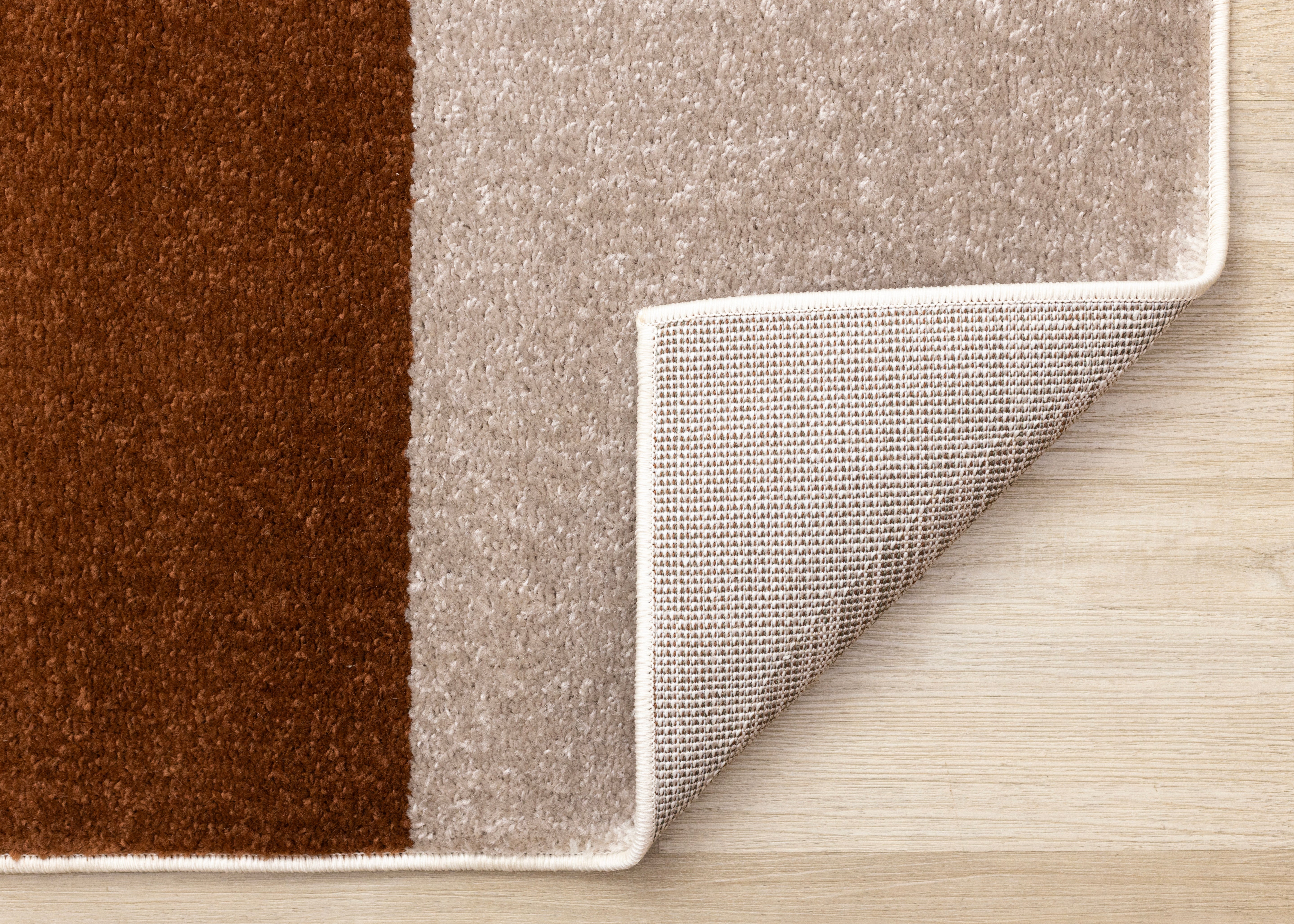 Malibu Taupe Oxblood Cream Striped Curvy Geometric Design Rug