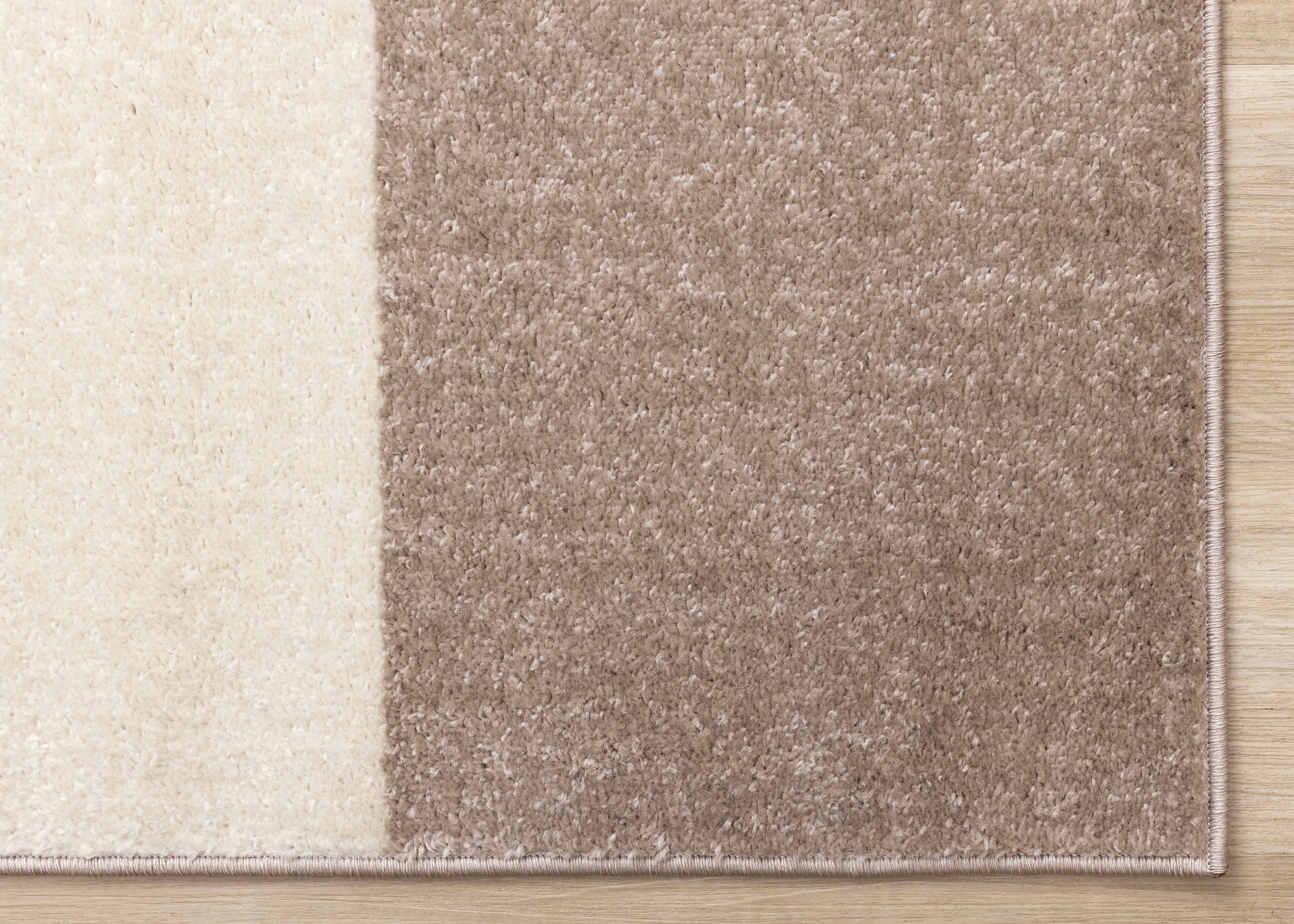 Malibu Taupe Green Cream Striped Curvy Geometric Design Rug