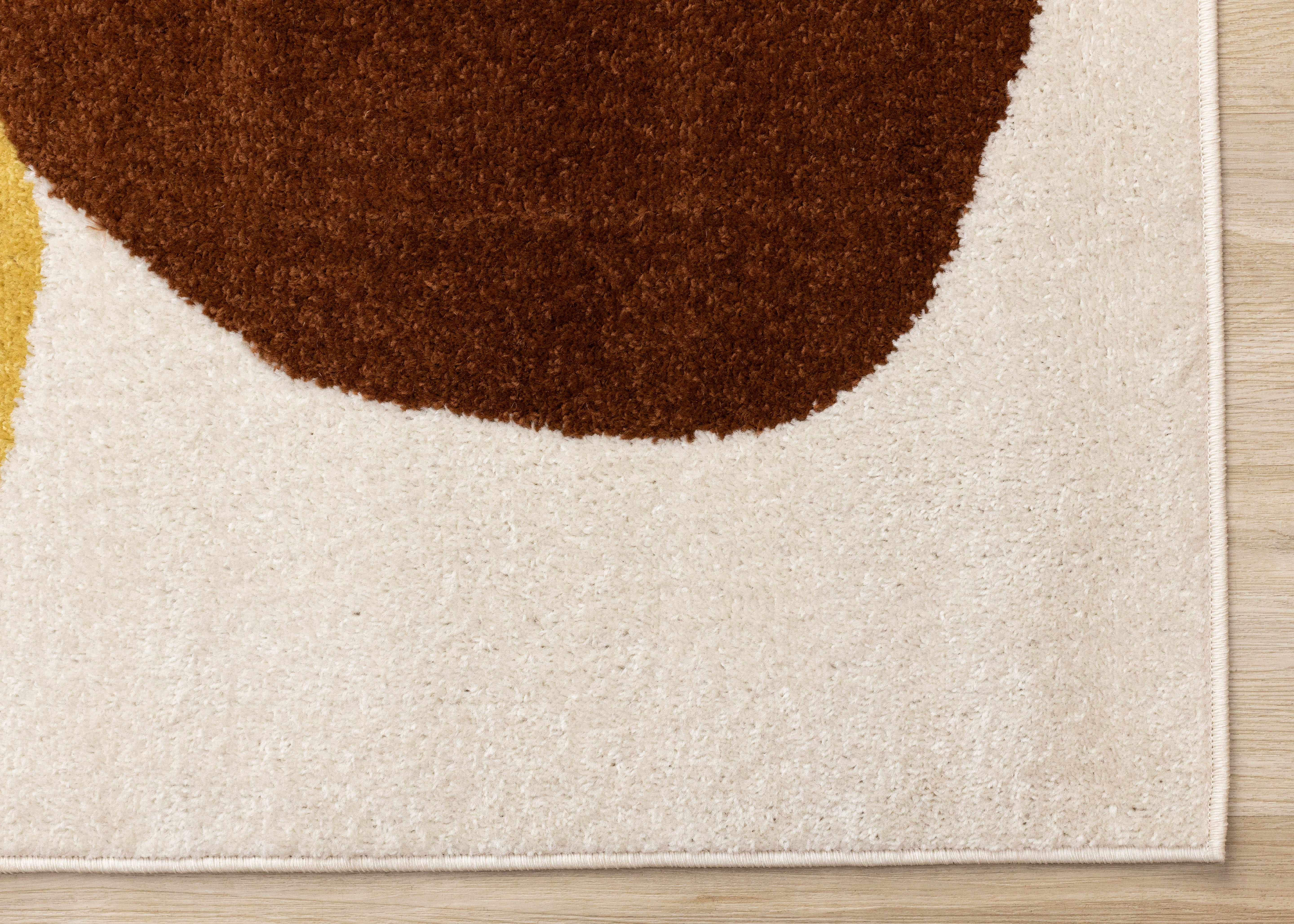 Malibu Cream Oxblood Green Yellow Pebbles Design Rug