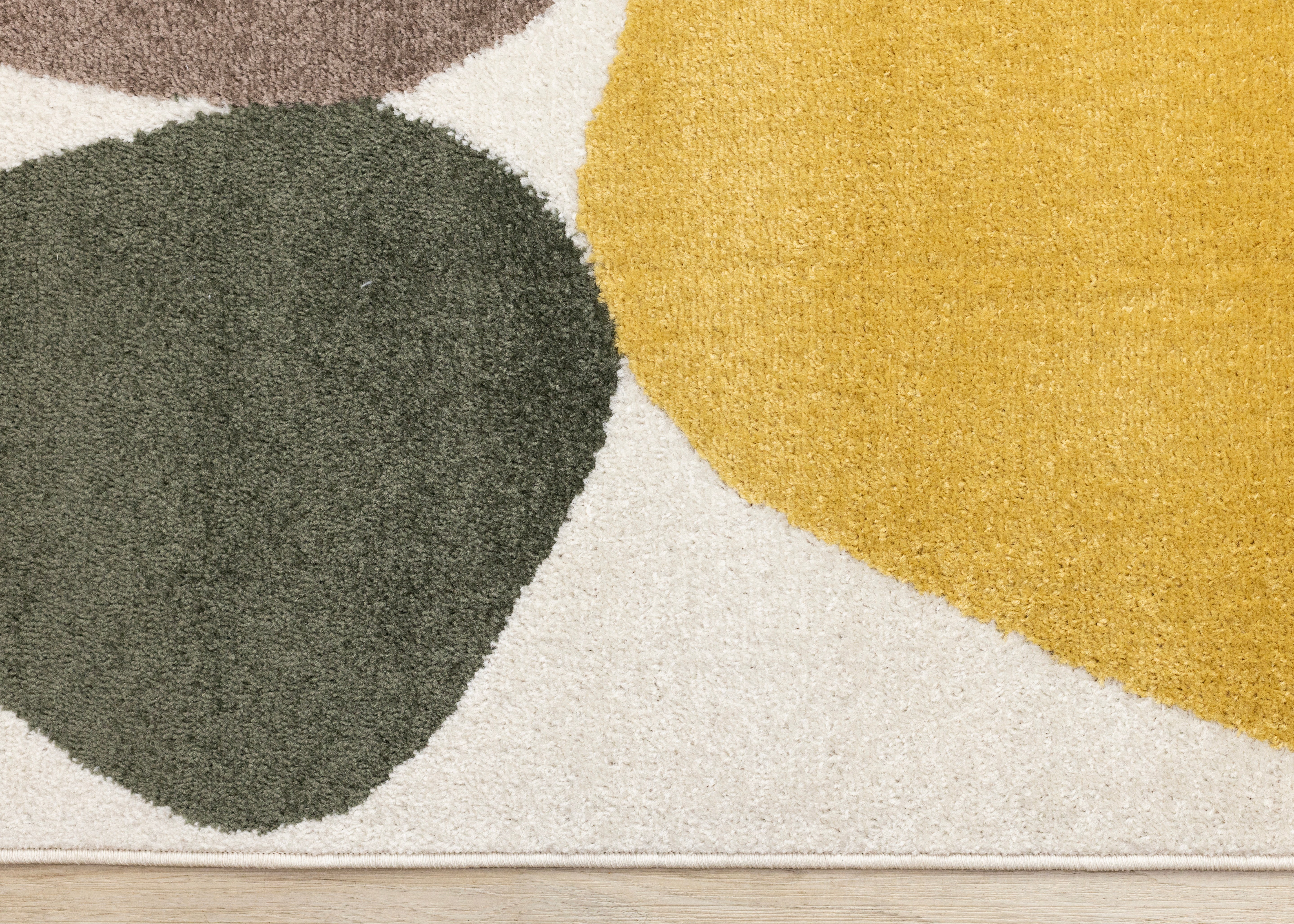 Malibu Cream Oxblood Green Yellow Pebbles Design Rug