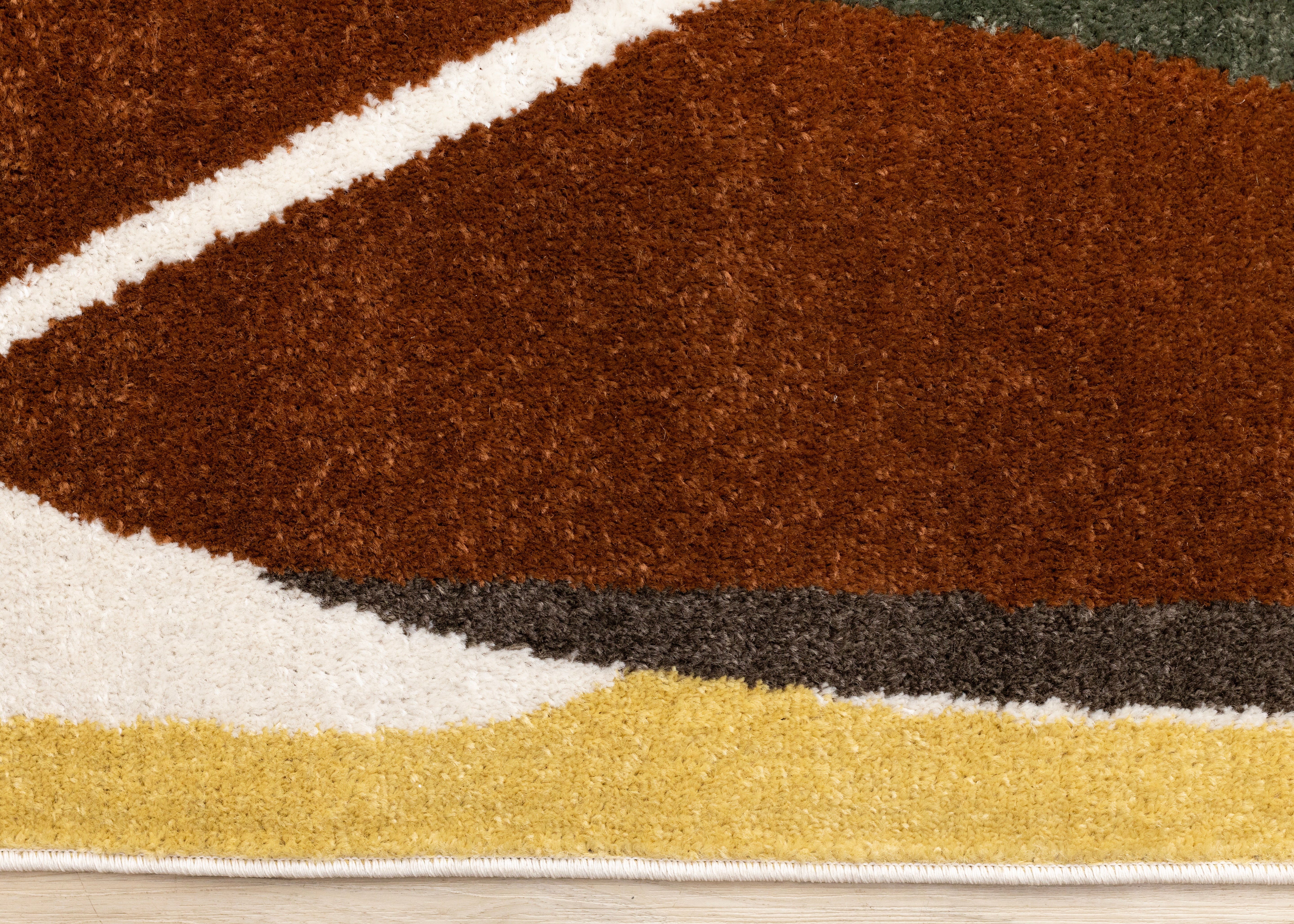 Malibu Yellow Green Brown White Abstract Design Rug