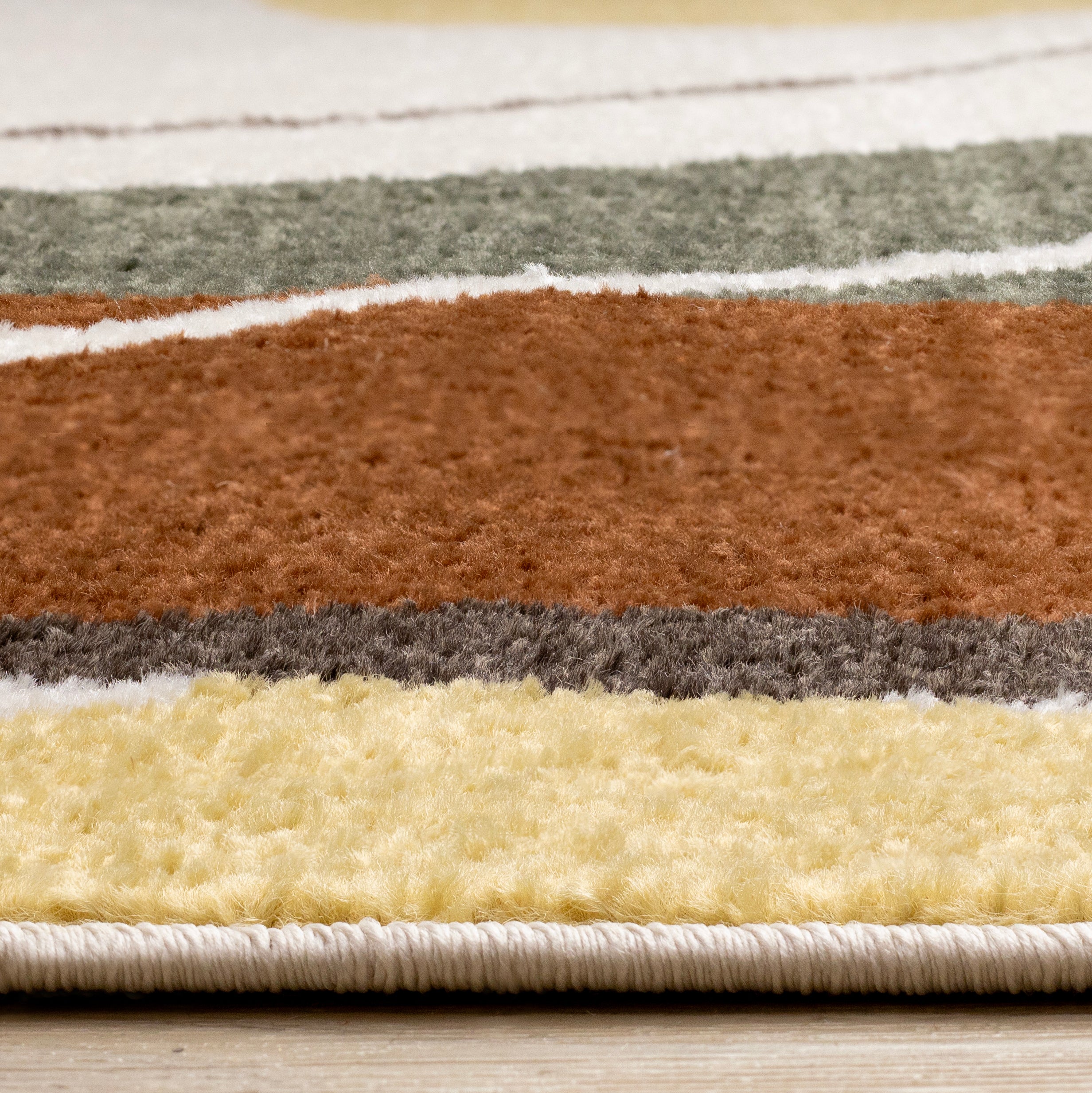 Malibu Yellow Green Brown White Abstract Design Rug