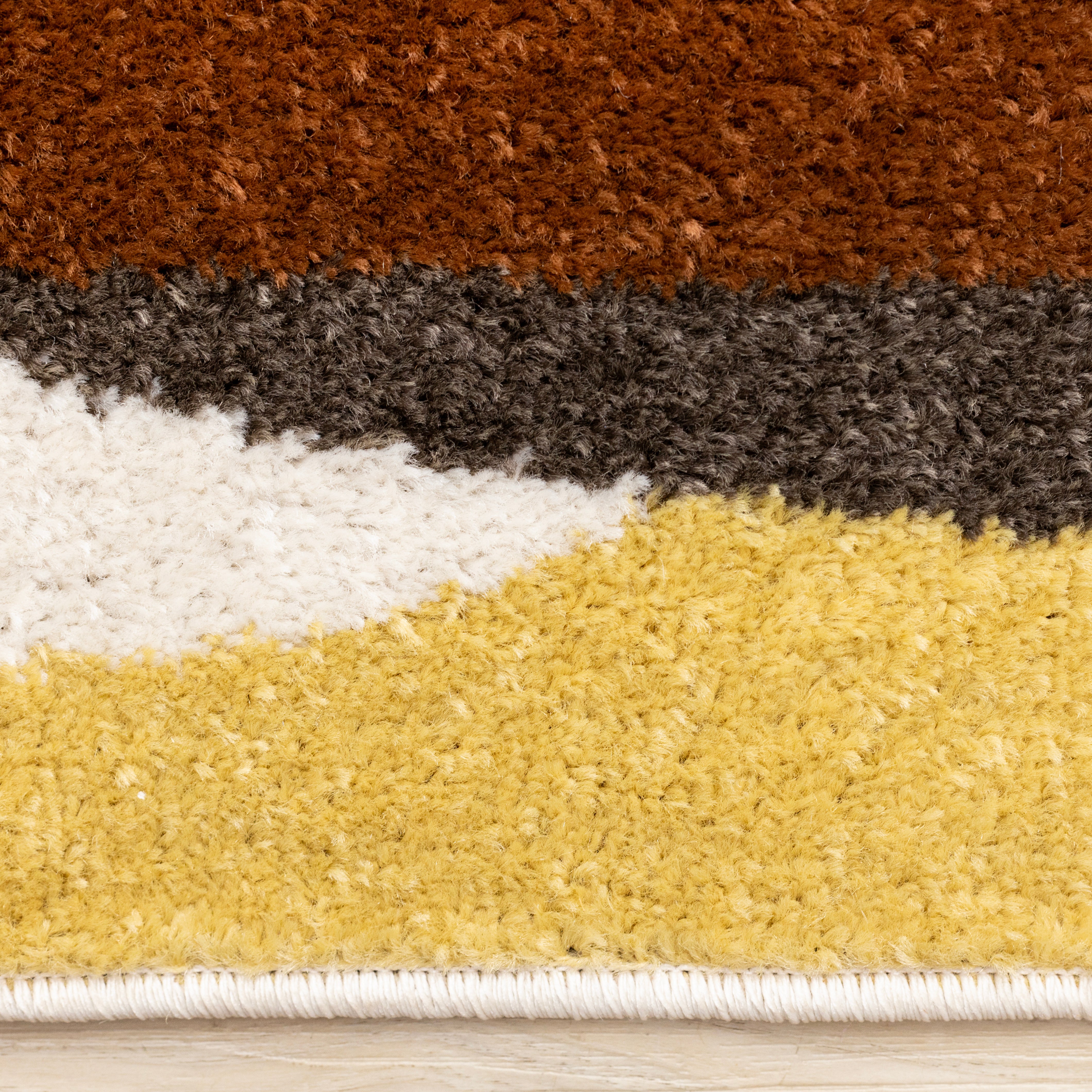 Malibu Yellow Green Brown White Abstract Design Rug