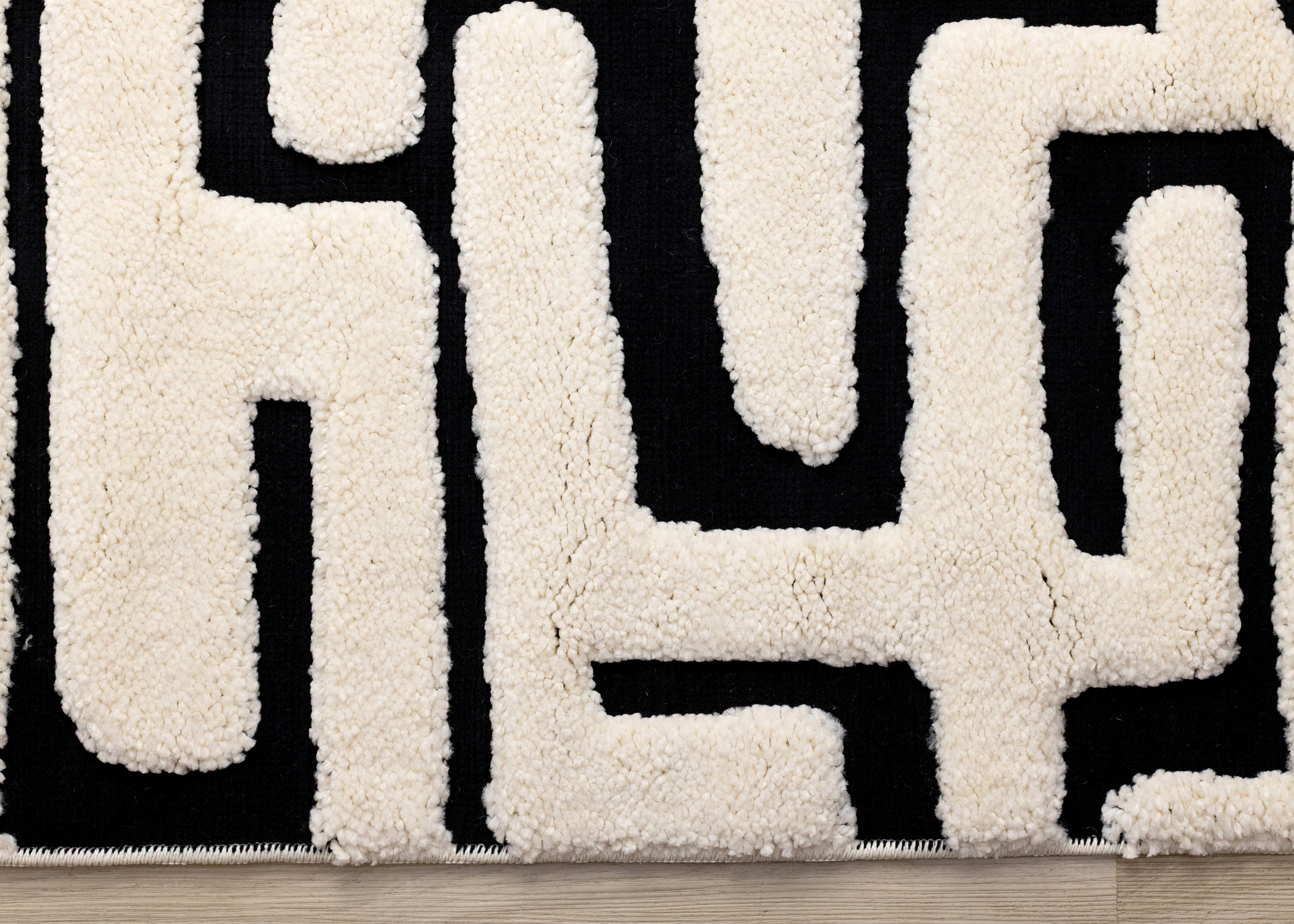 Mareeba White Black Abstract Design Rug