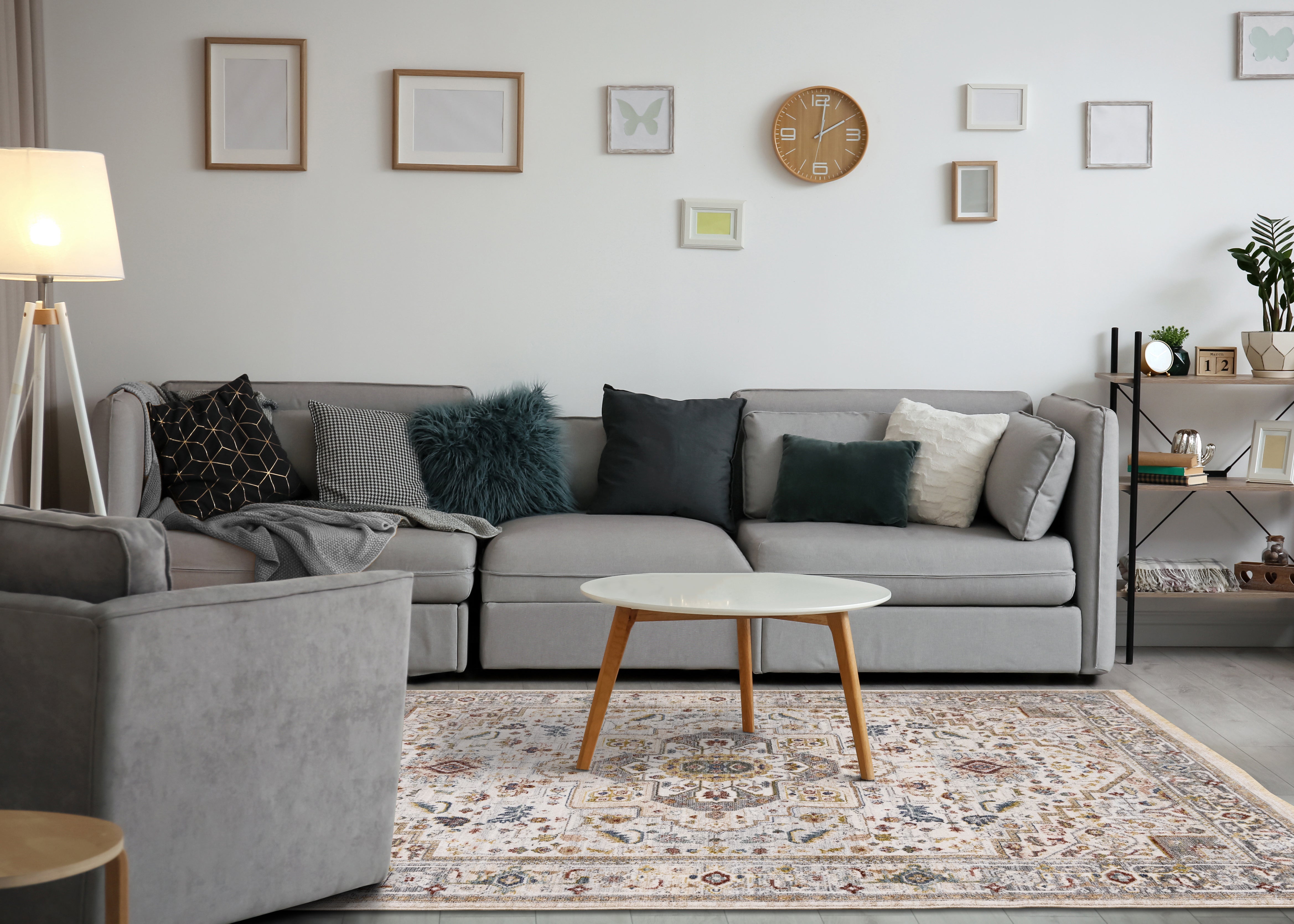Marisa Cream Beige Floral Medallion Rug