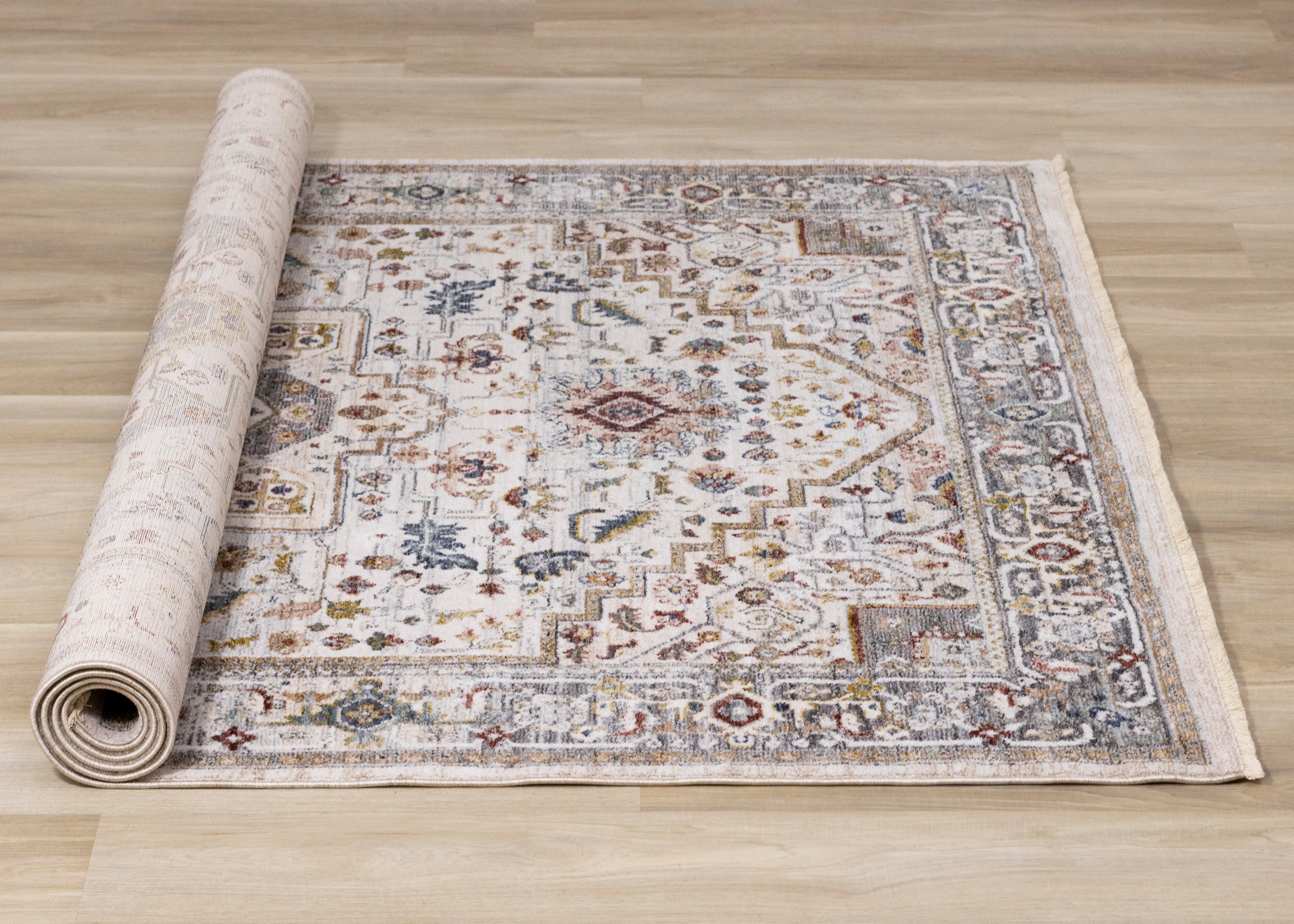 Marisa Cream Beige Floral Medallion Rug