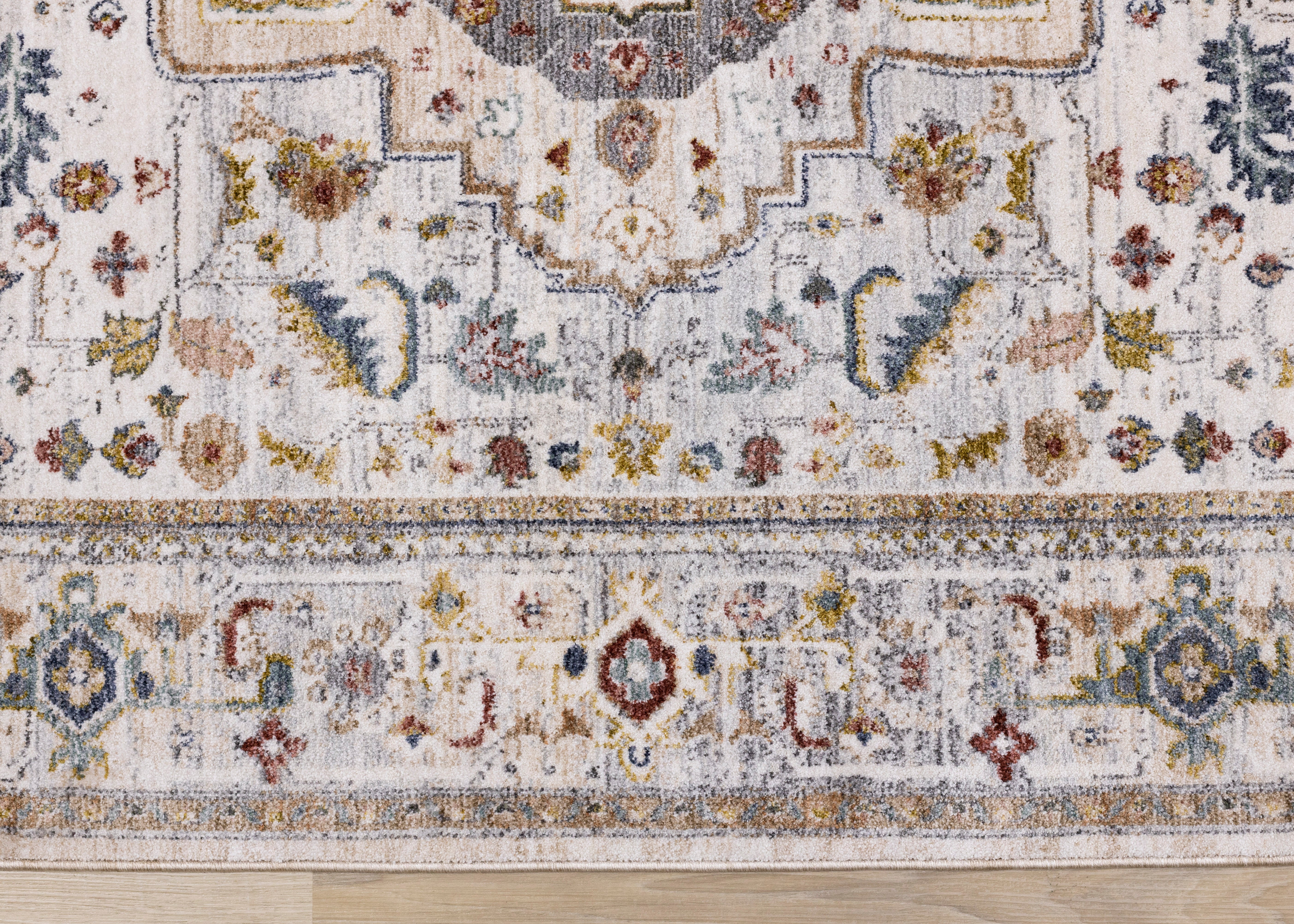 Marisa Cream Beige Floral Medallion Rug
