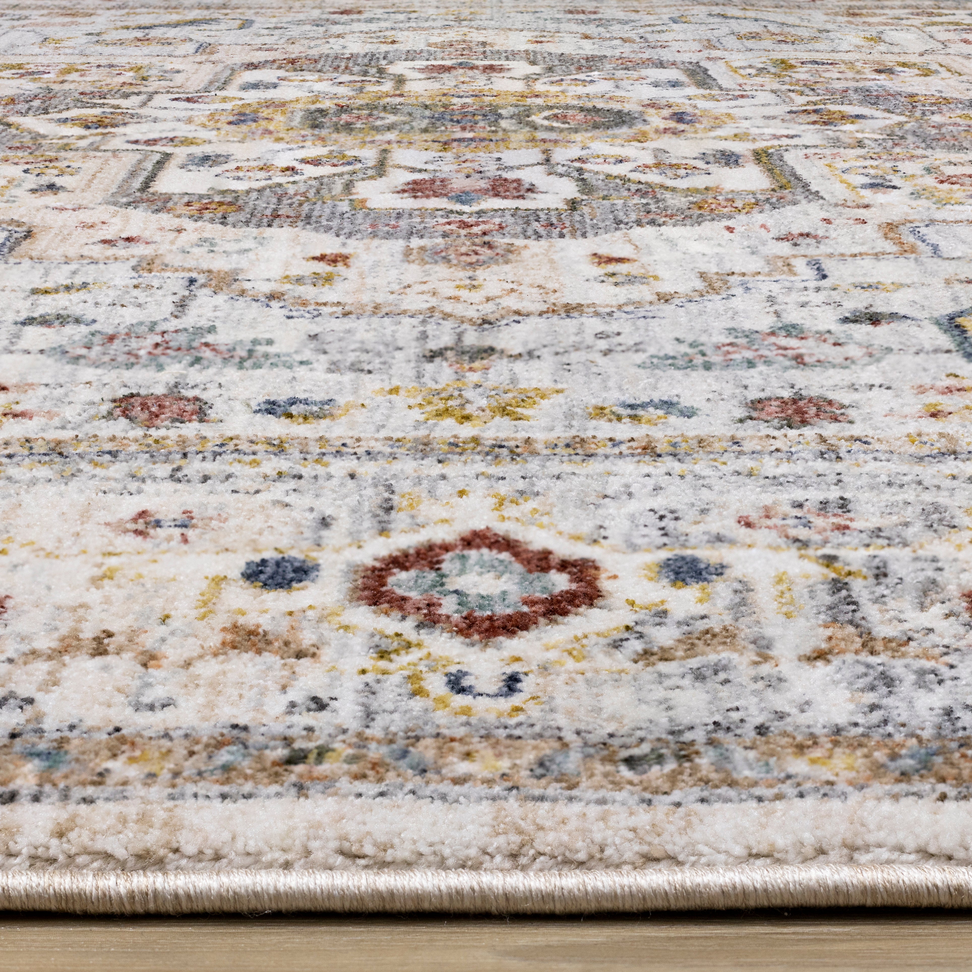 Marisa Cream Beige Floral Medallion Rug