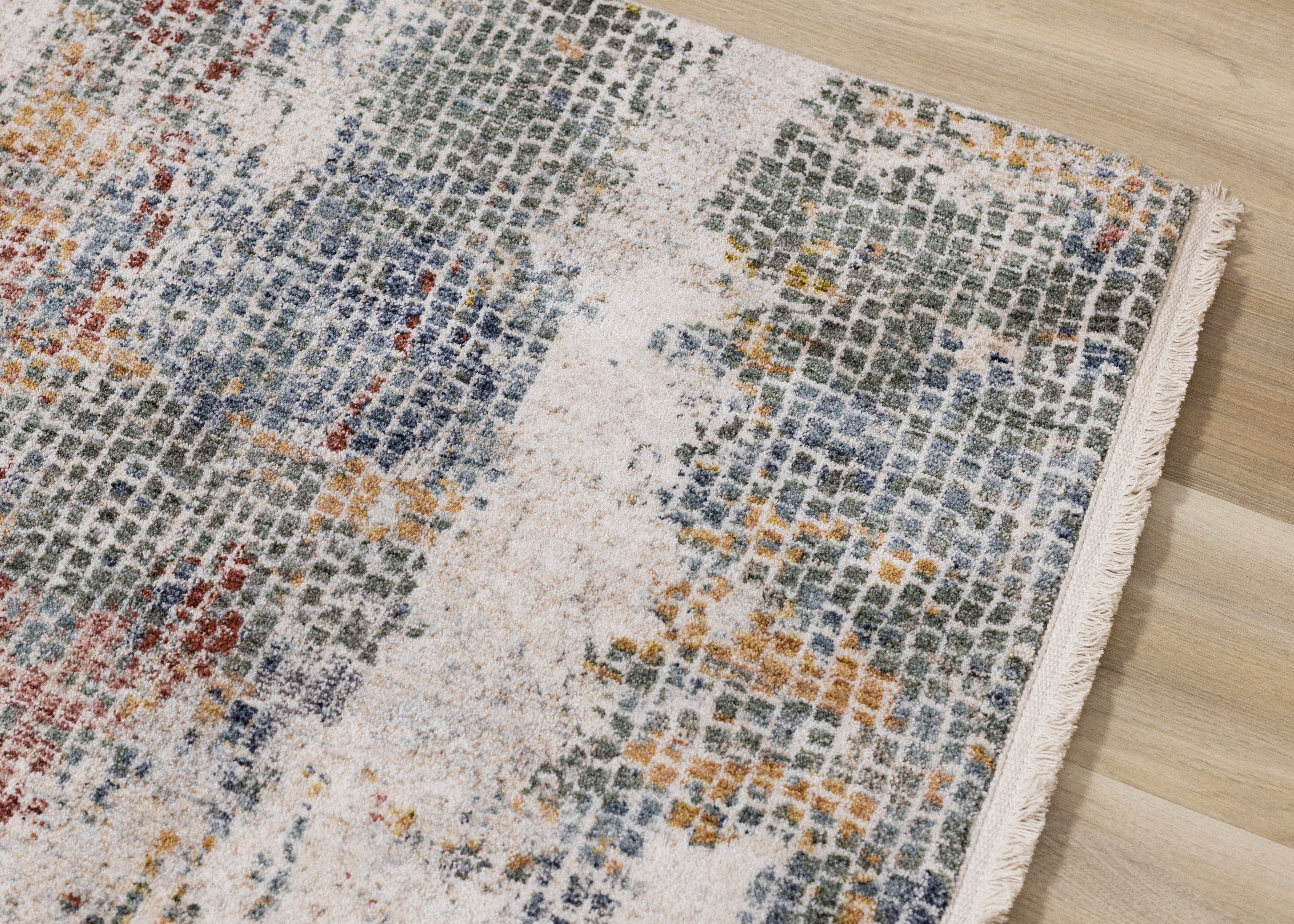 Marisa Distressed Abstract Red Yellow Blue Plush Rug