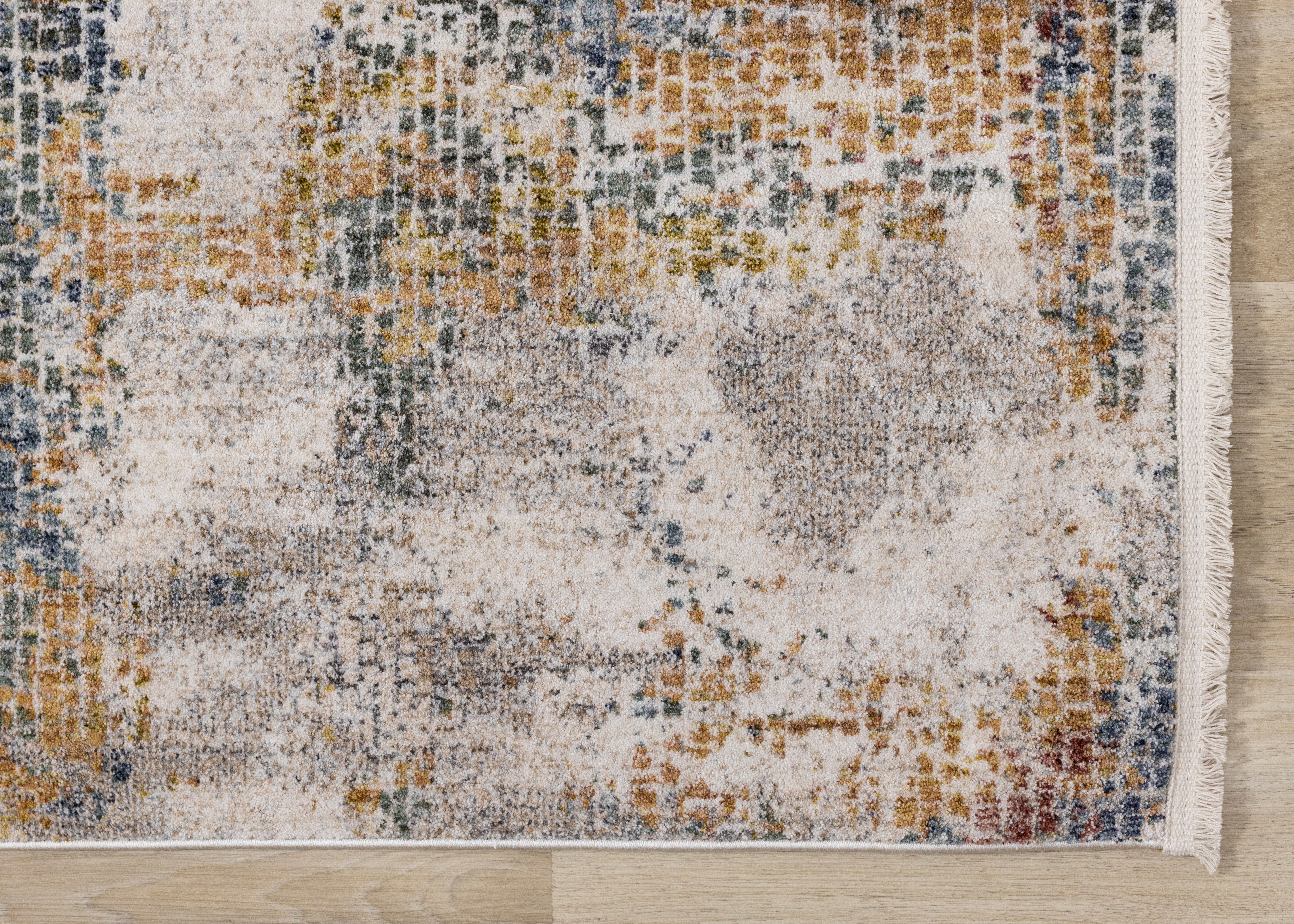Marisa Distressed Abstract Red Yellow Blue Plush Rug