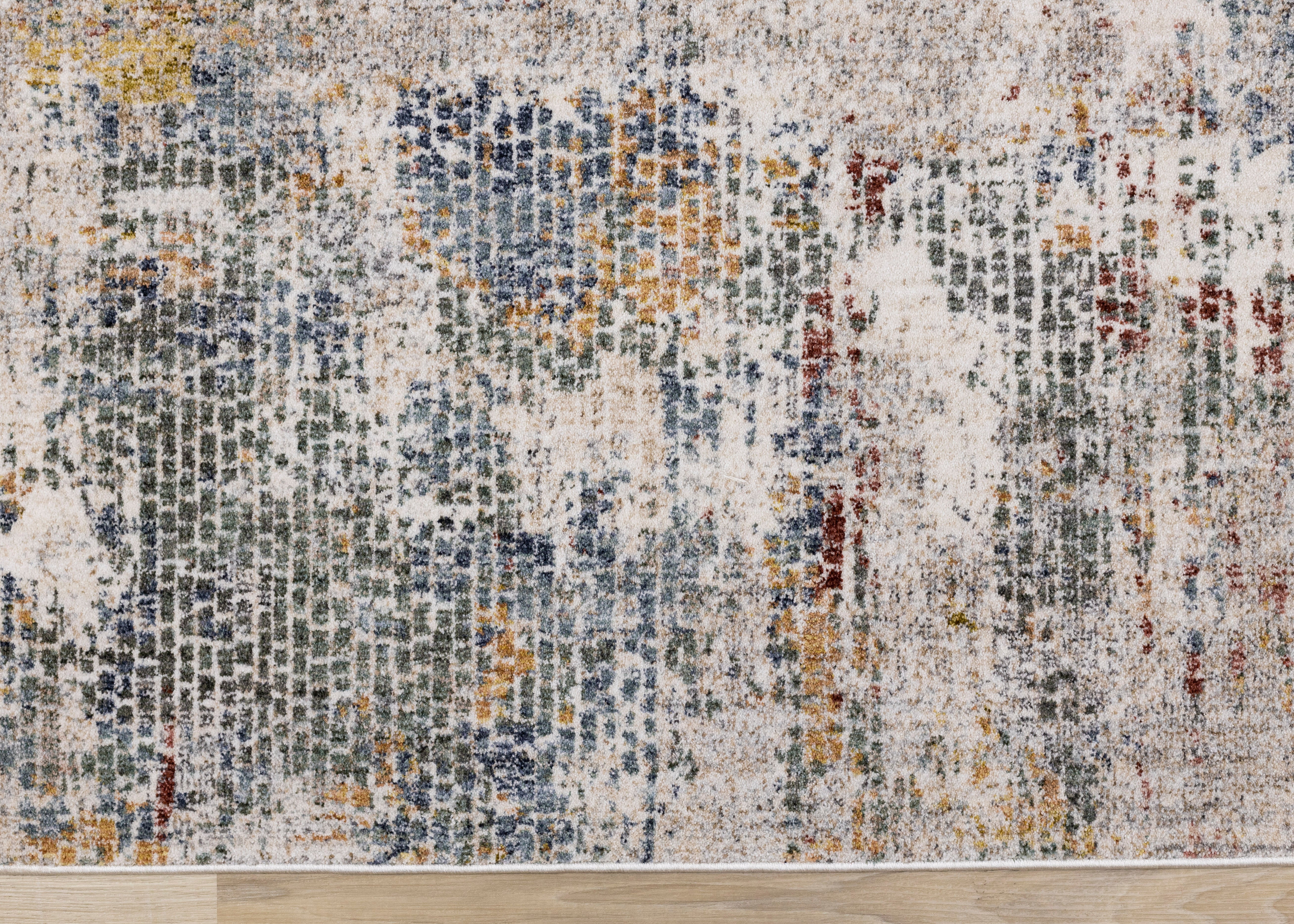 Marisa Distressed Abstract Red Yellow Blue Plush Rug