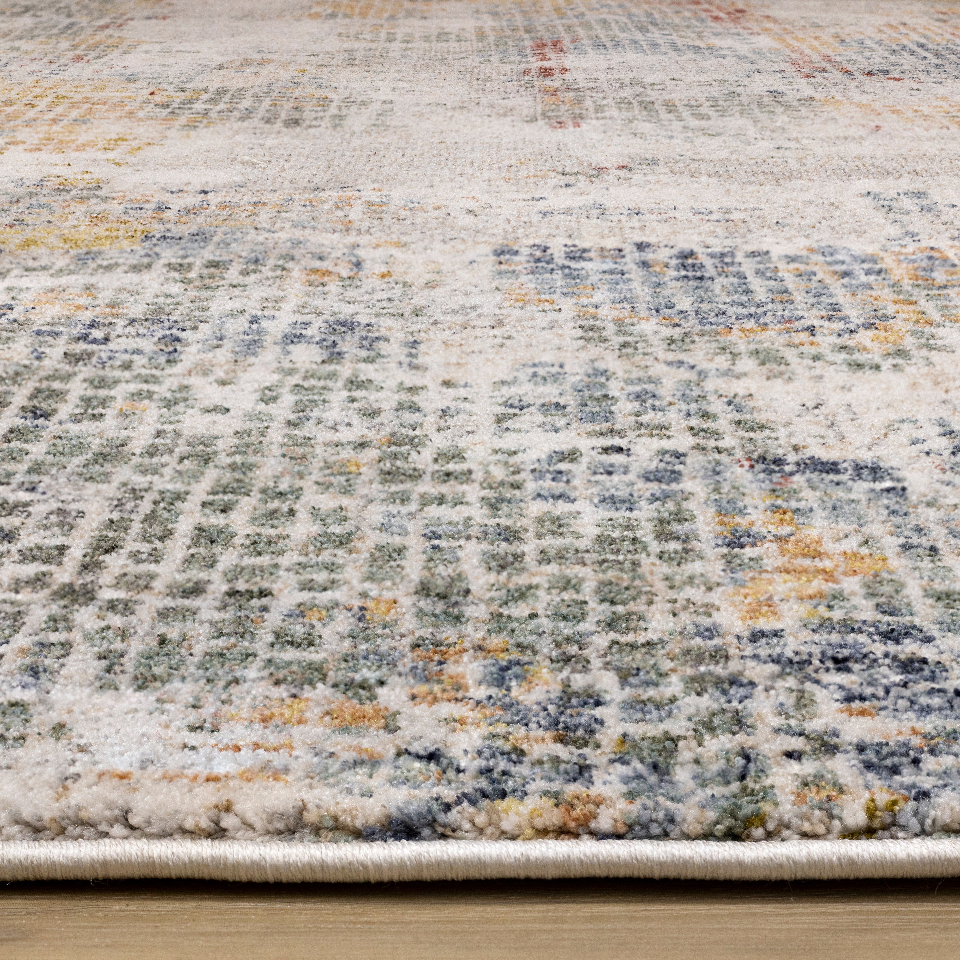 Marisa Distressed Abstract Red Yellow Blue Plush Rug
