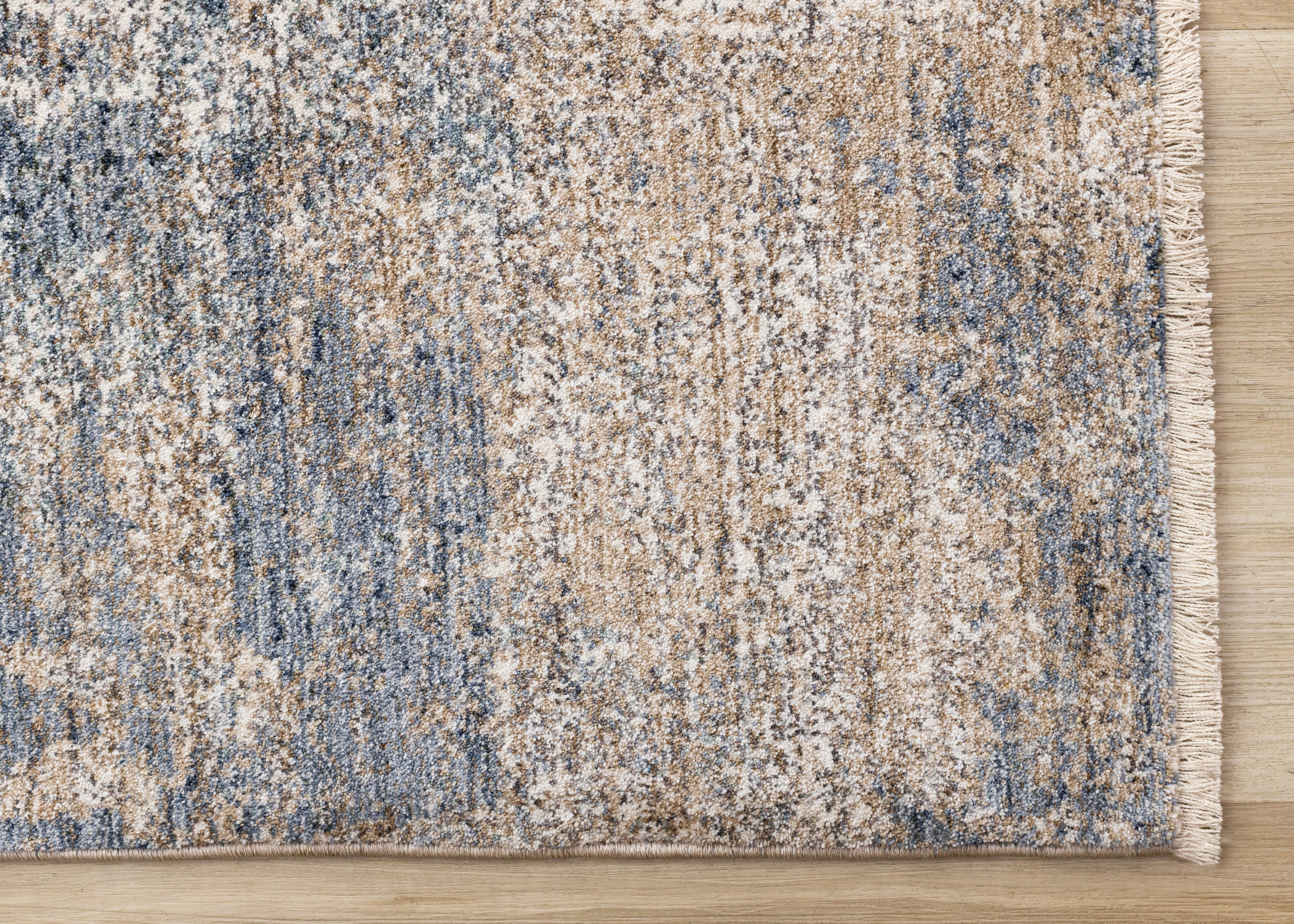 Marisa Blue Beige White Distressed Rug