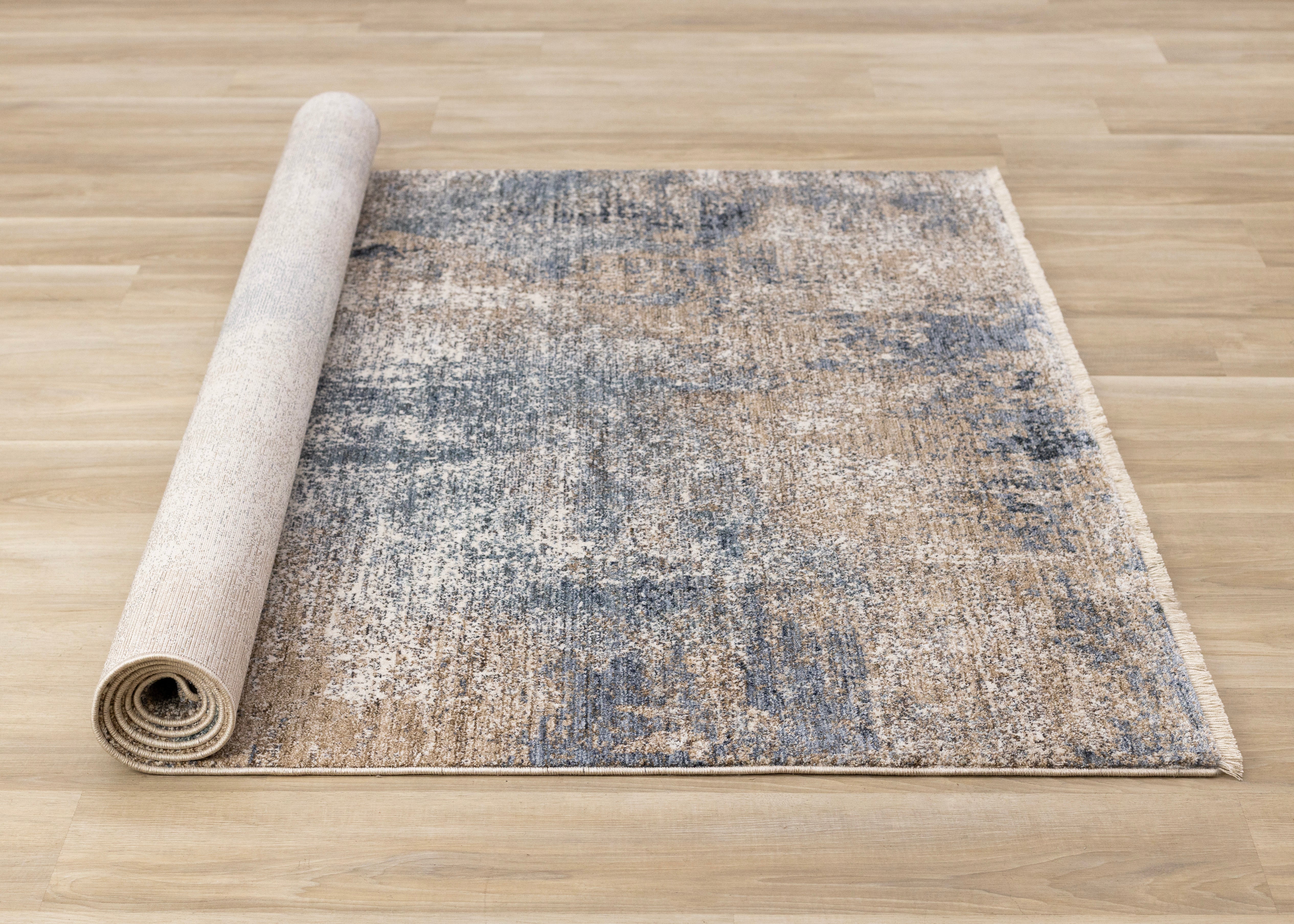 Marisa Blue Beige White Distressed Rug