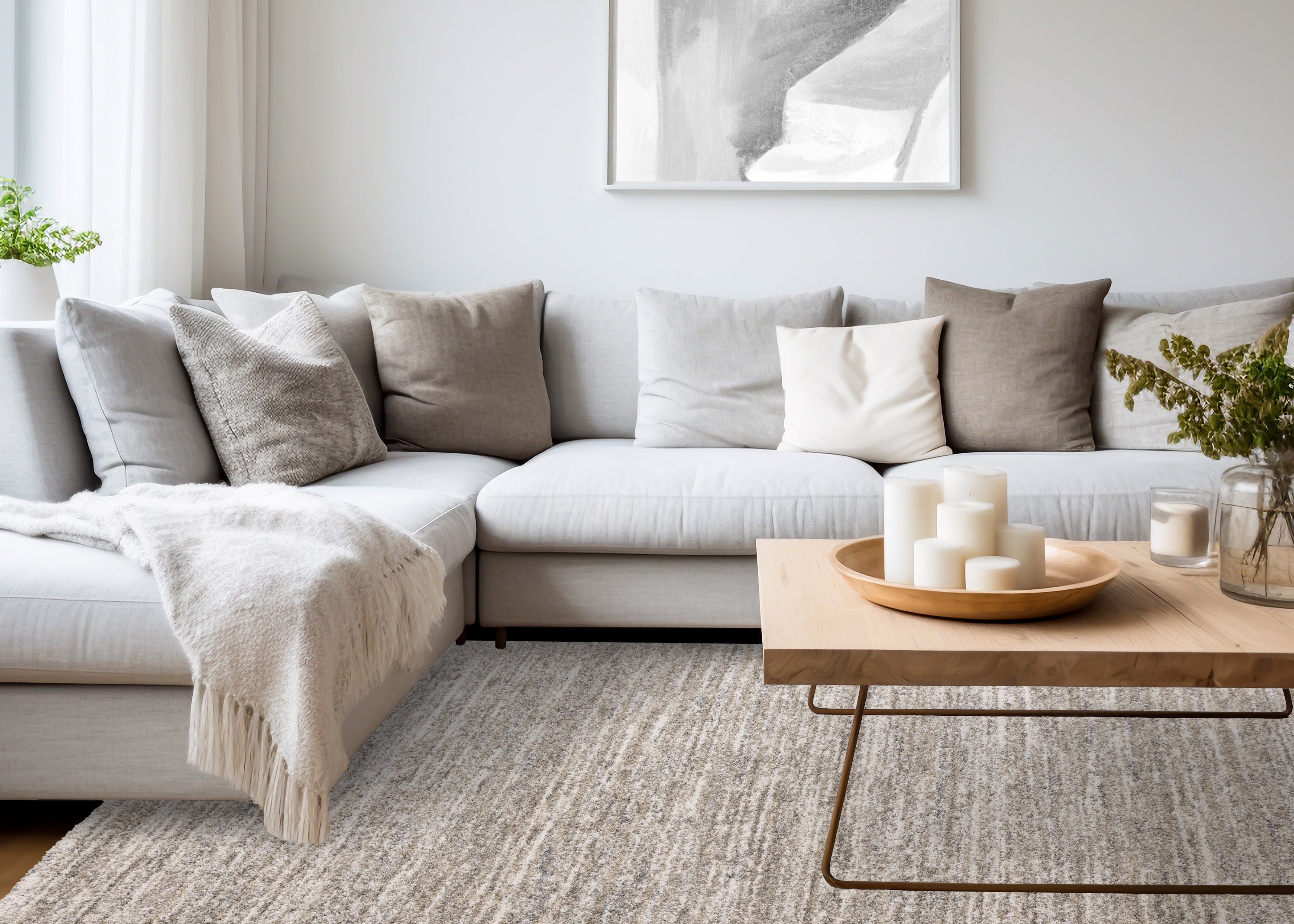 Marquis Grey White Brown Distressed Rug