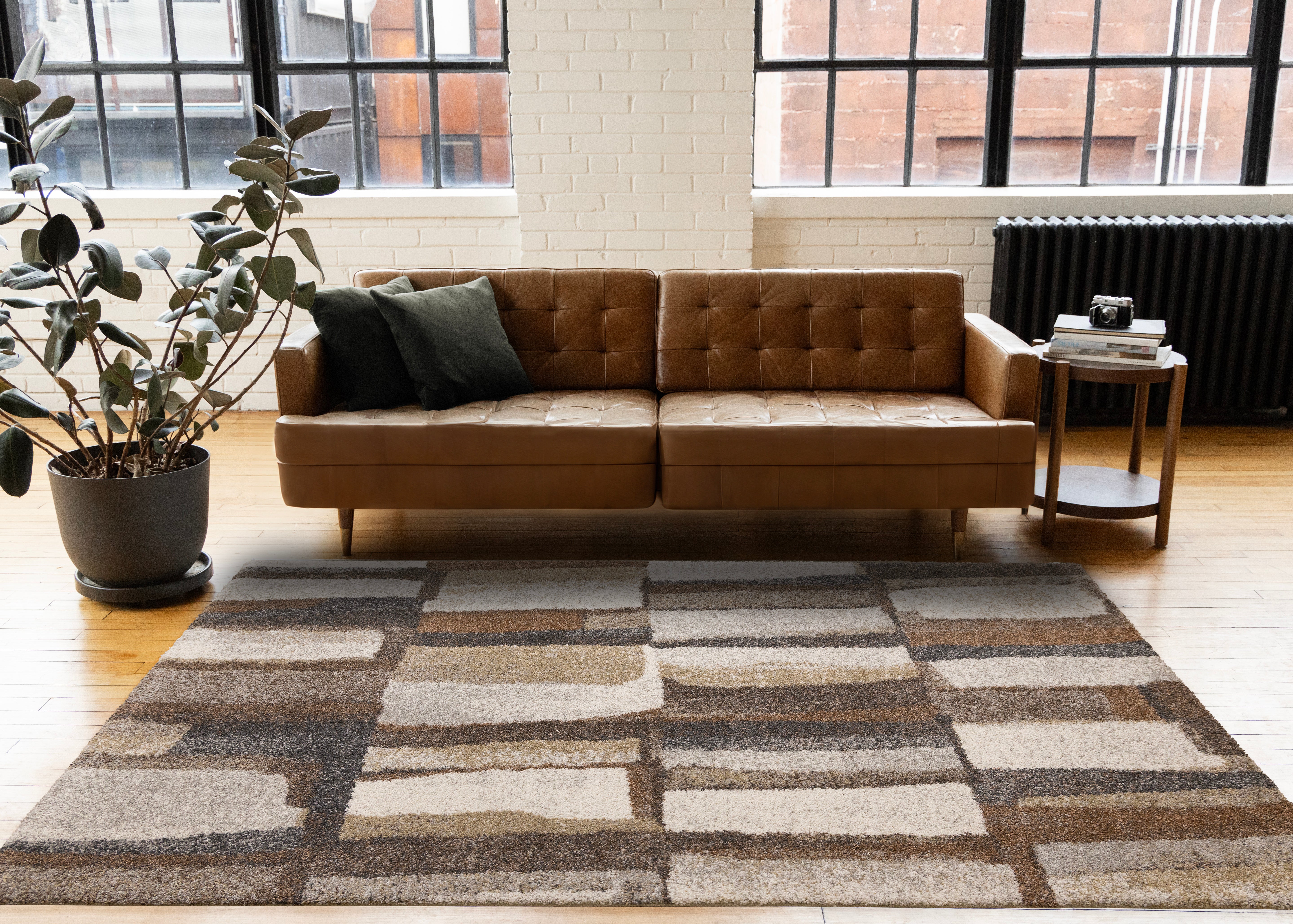 Marquis Orange Brown Cream Grey Organic Patched Design Rug