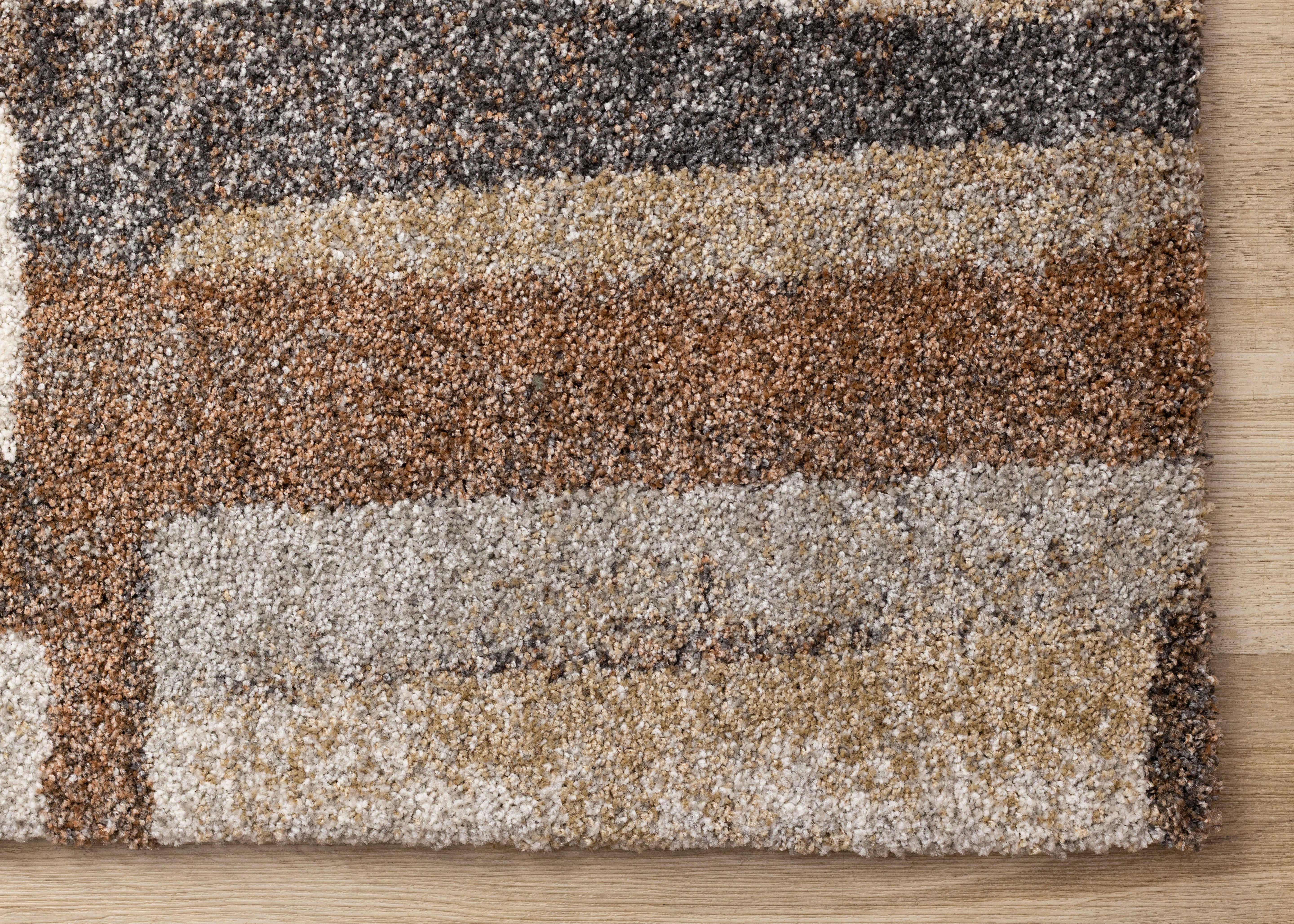 Marquis Orange Brown Cream Grey Organic Patched Design Rug