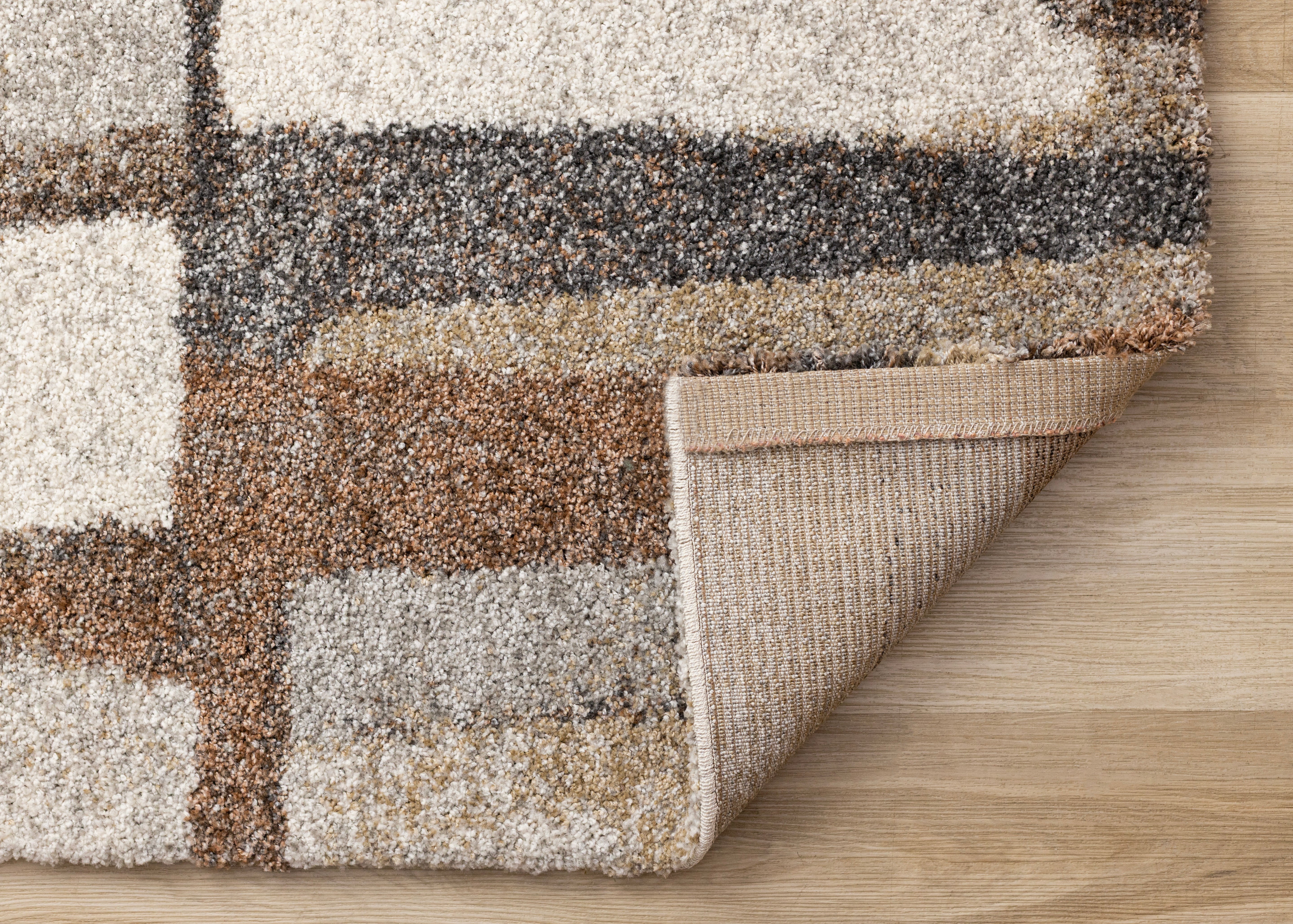 Marquis Orange Brown Cream Grey Organic Patched Design Rug