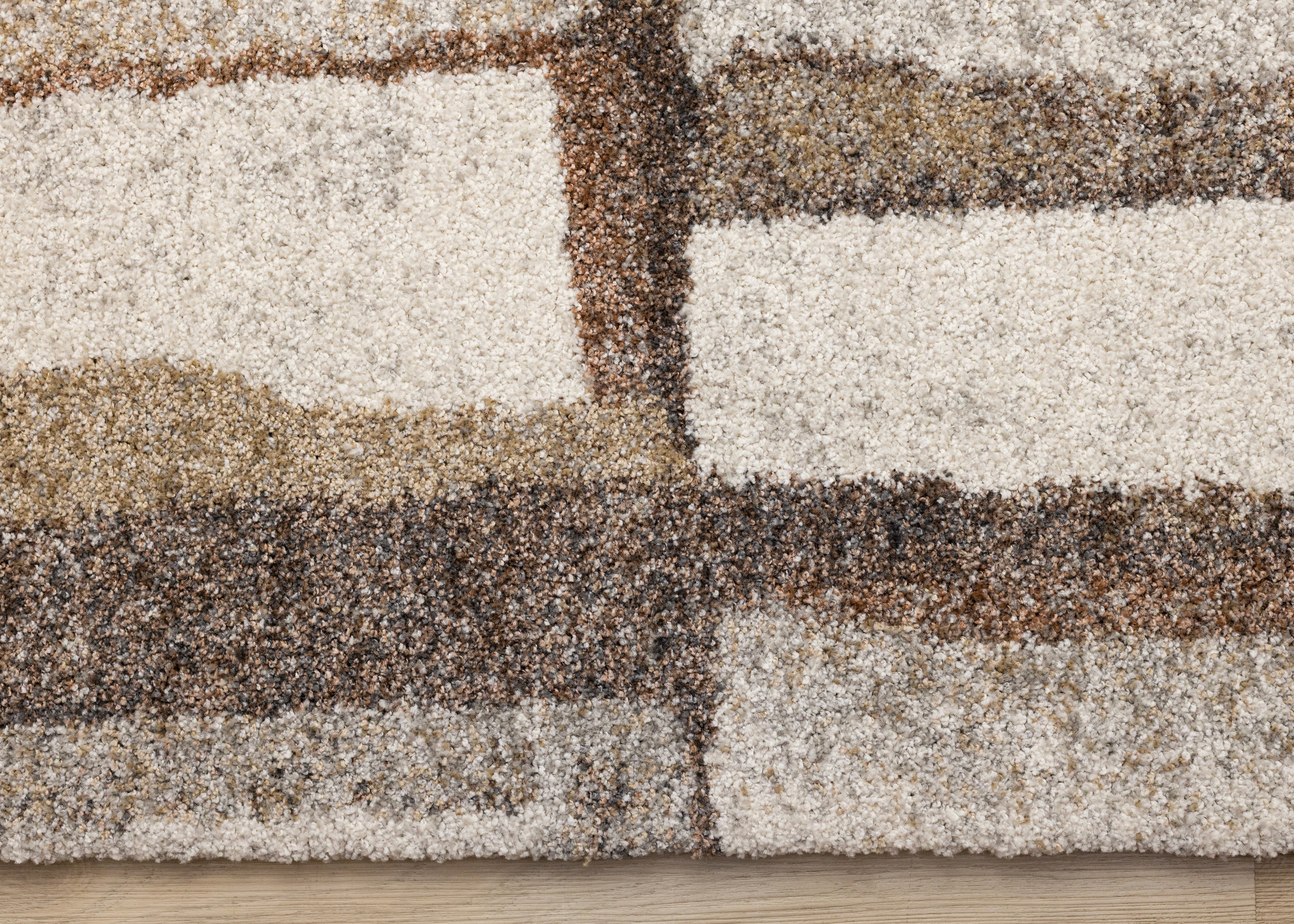 Marquis Orange Brown Cream Grey Organic Patched Design Rug