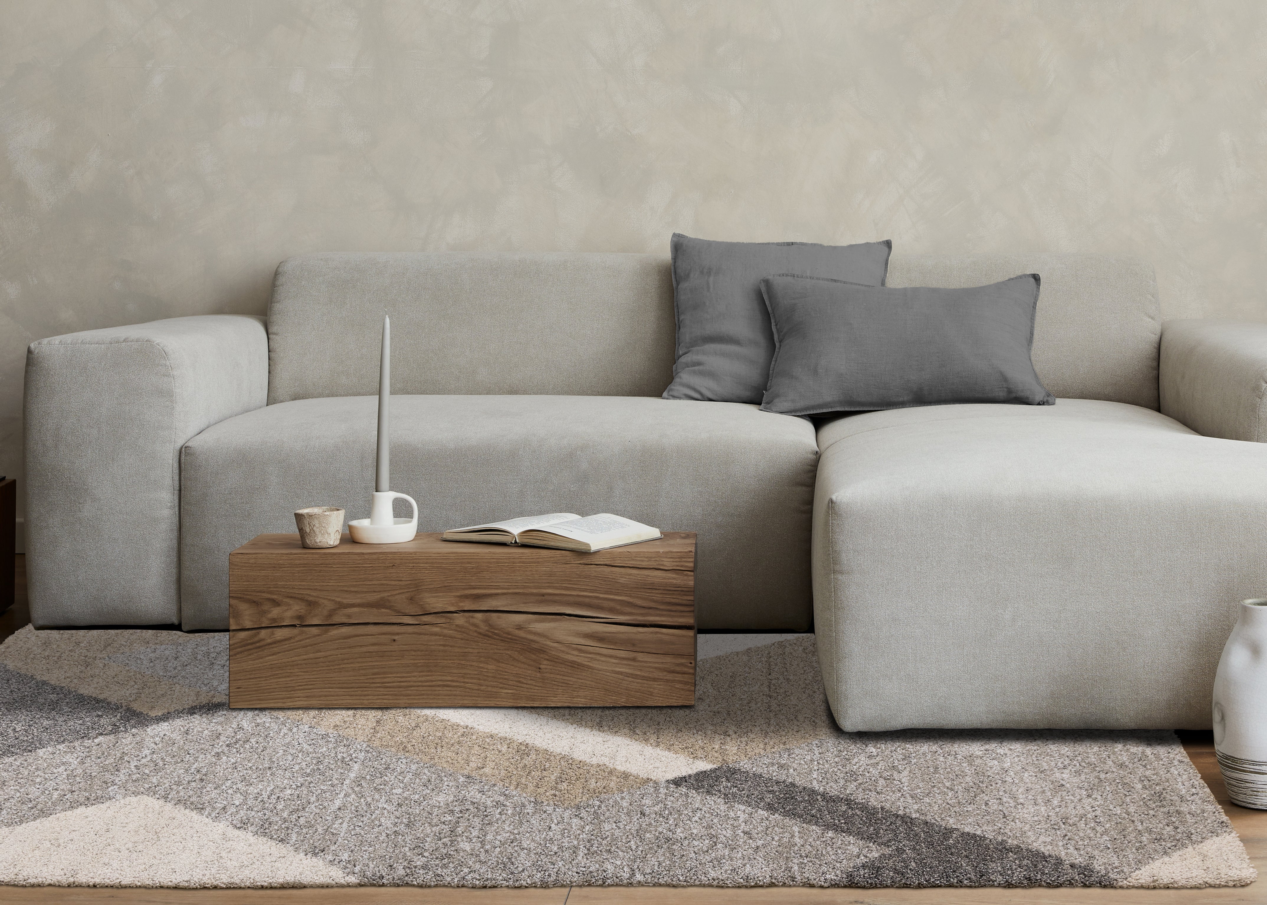 Marquis Grey White Beige Abstract Geometric Rug