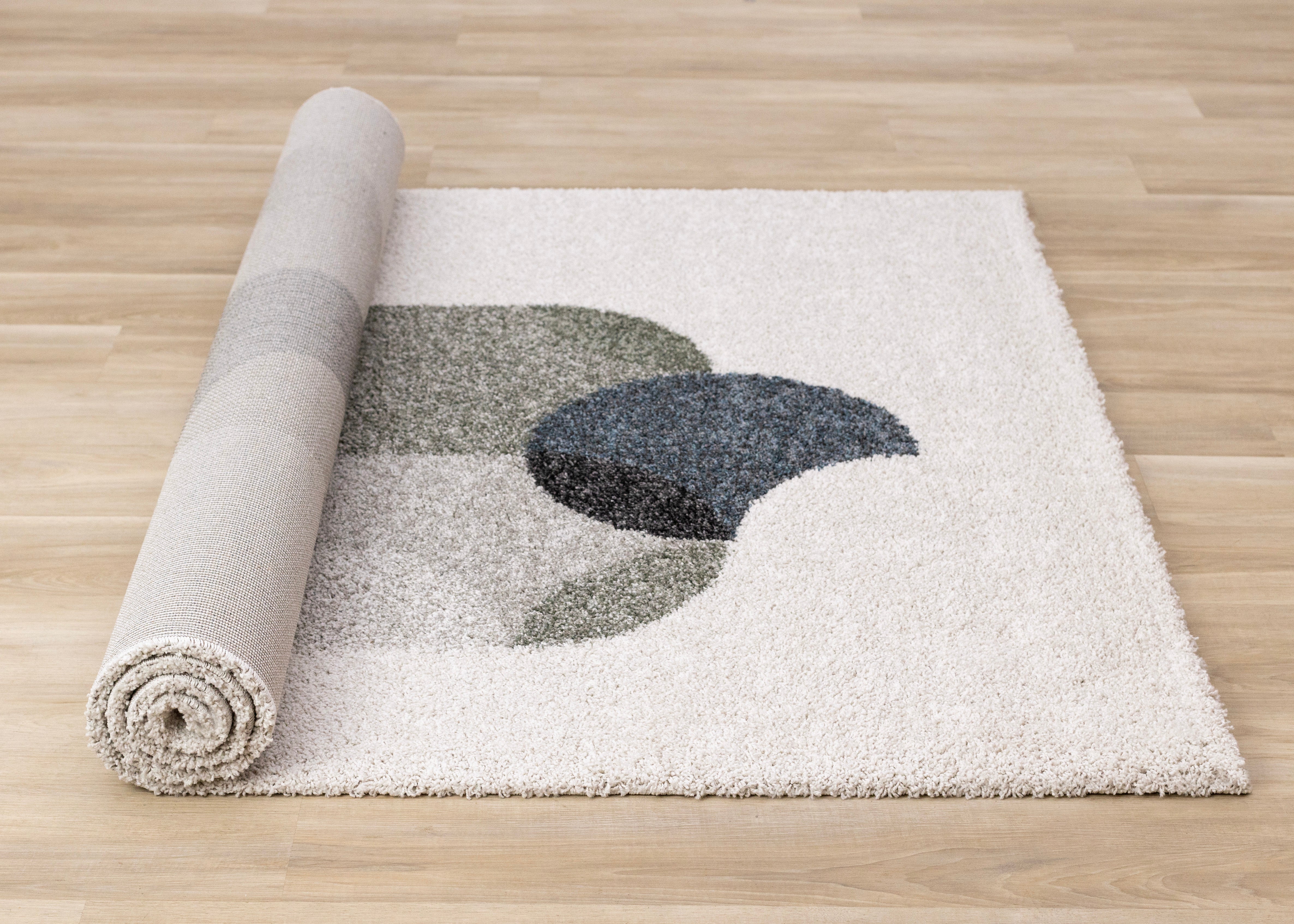 Mora Grey Blue Green Overlapping Ovals Rug