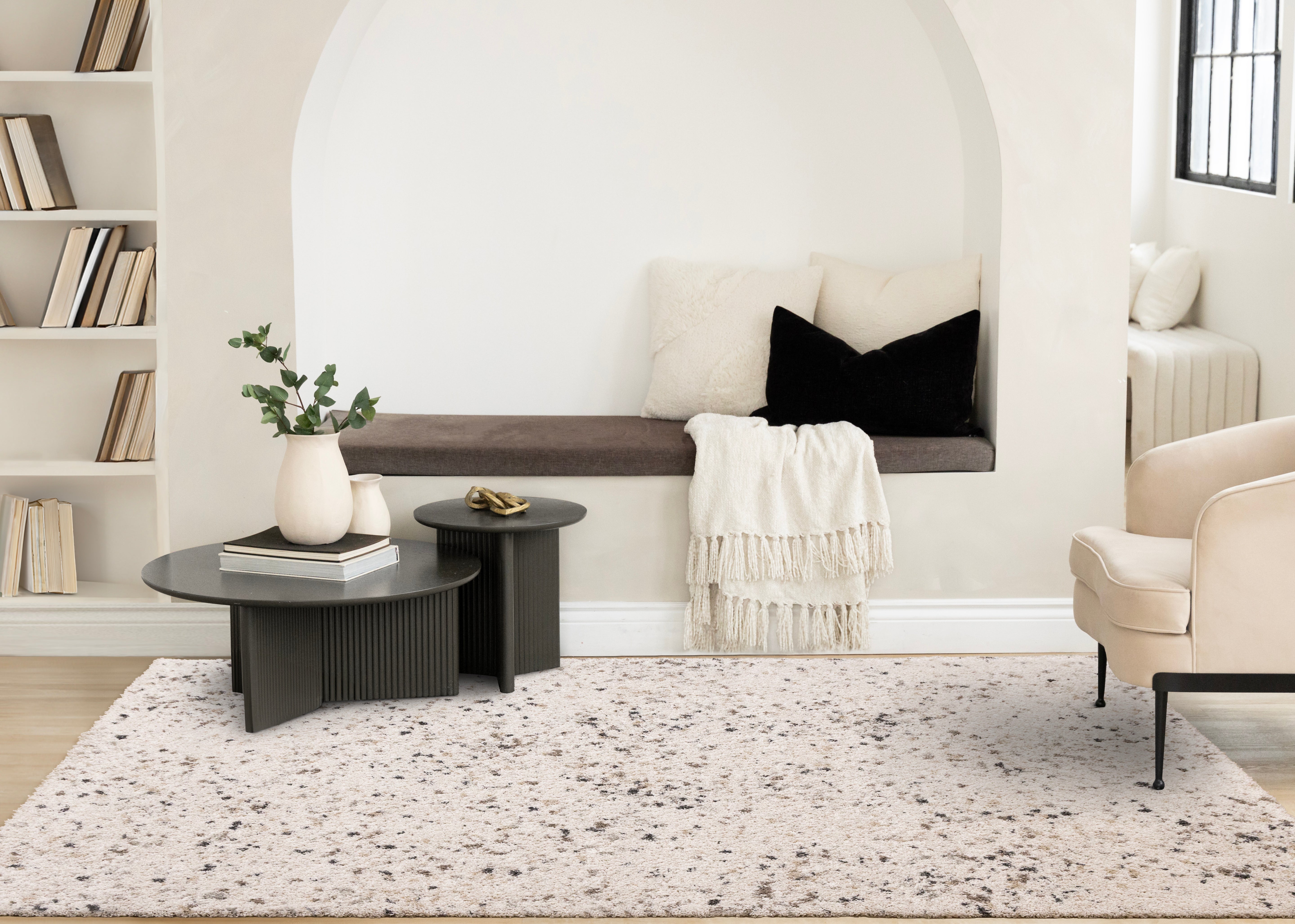 Mora White Grey Black Speckled Rug
