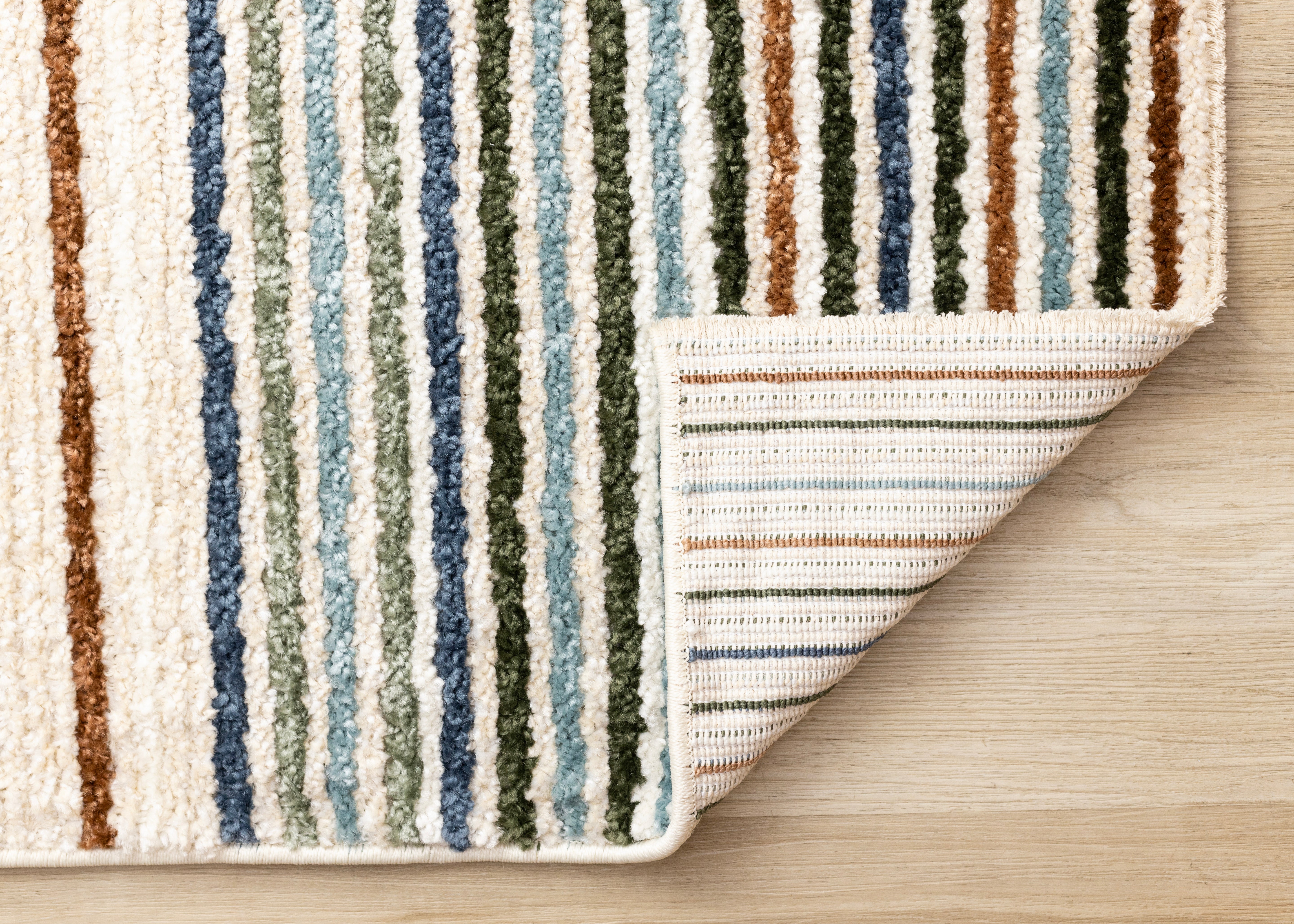 Nala Cream Yellow Oxblood Green Blue Striped Rug