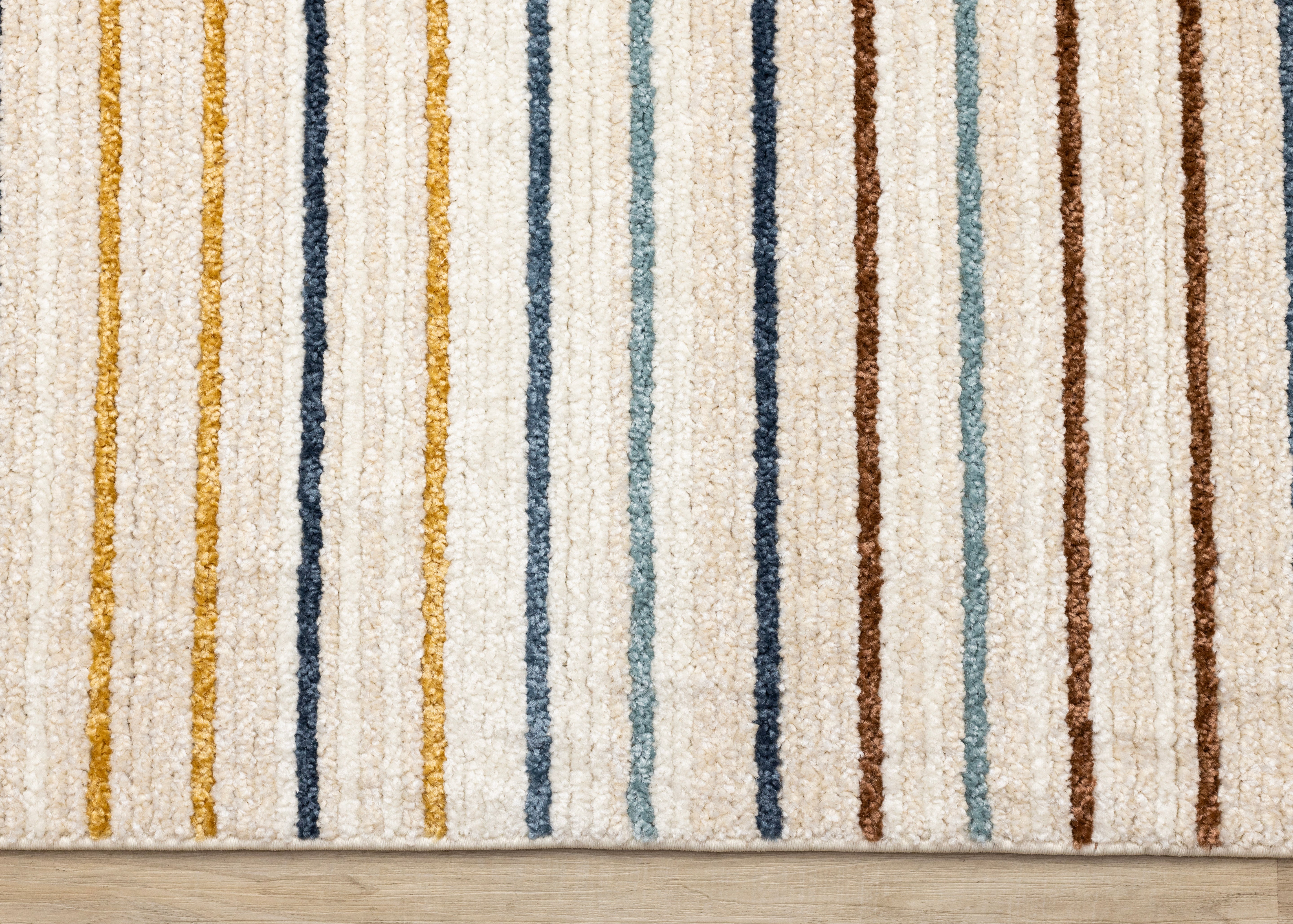Nala Cream Yellow Oxblood Green Blue Striped Rug