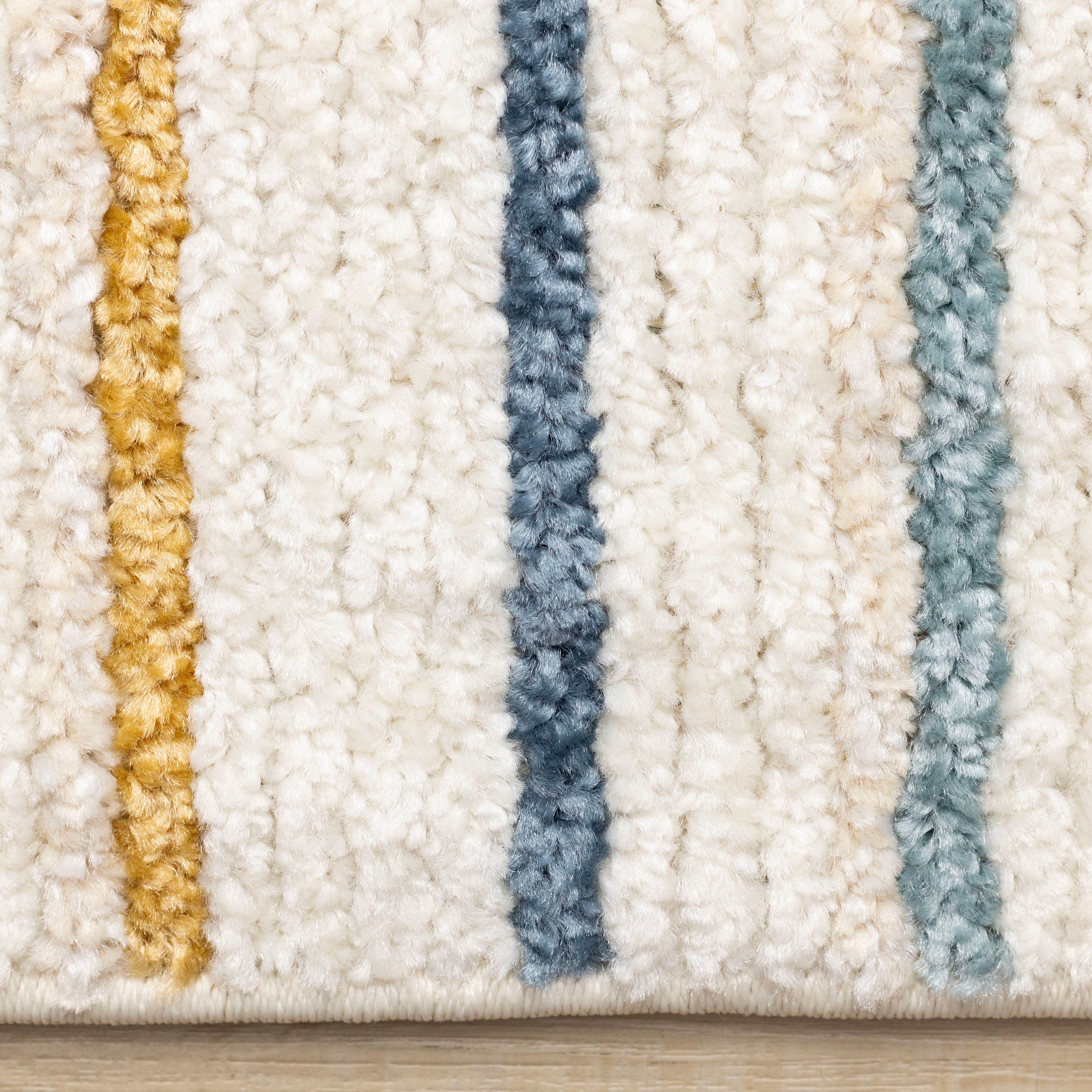 Nala Cream Yellow Oxblood Green Blue Striped Rug