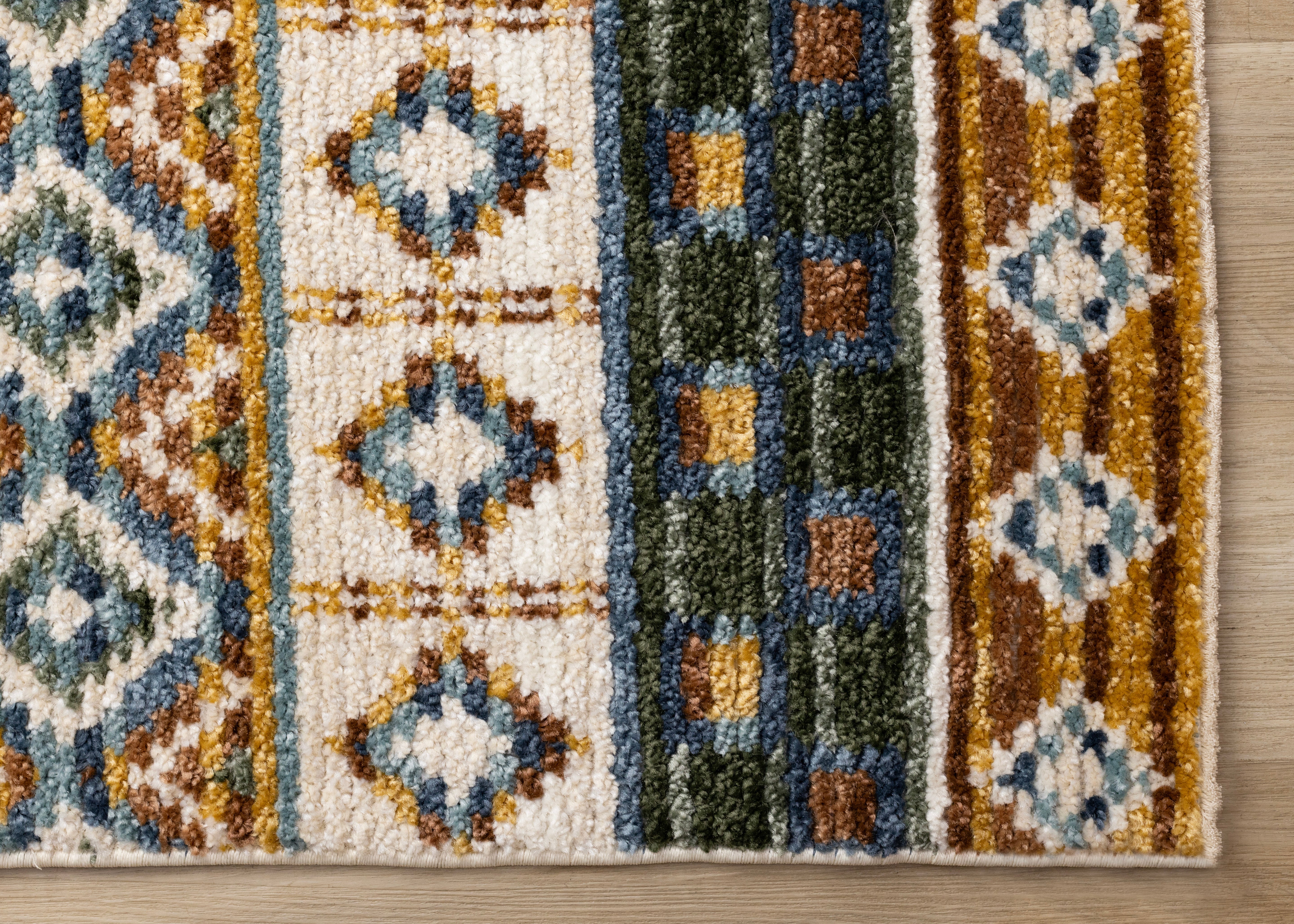 Nala Yellow Blue Green Oxblood Intricate Southwestern Design Rug