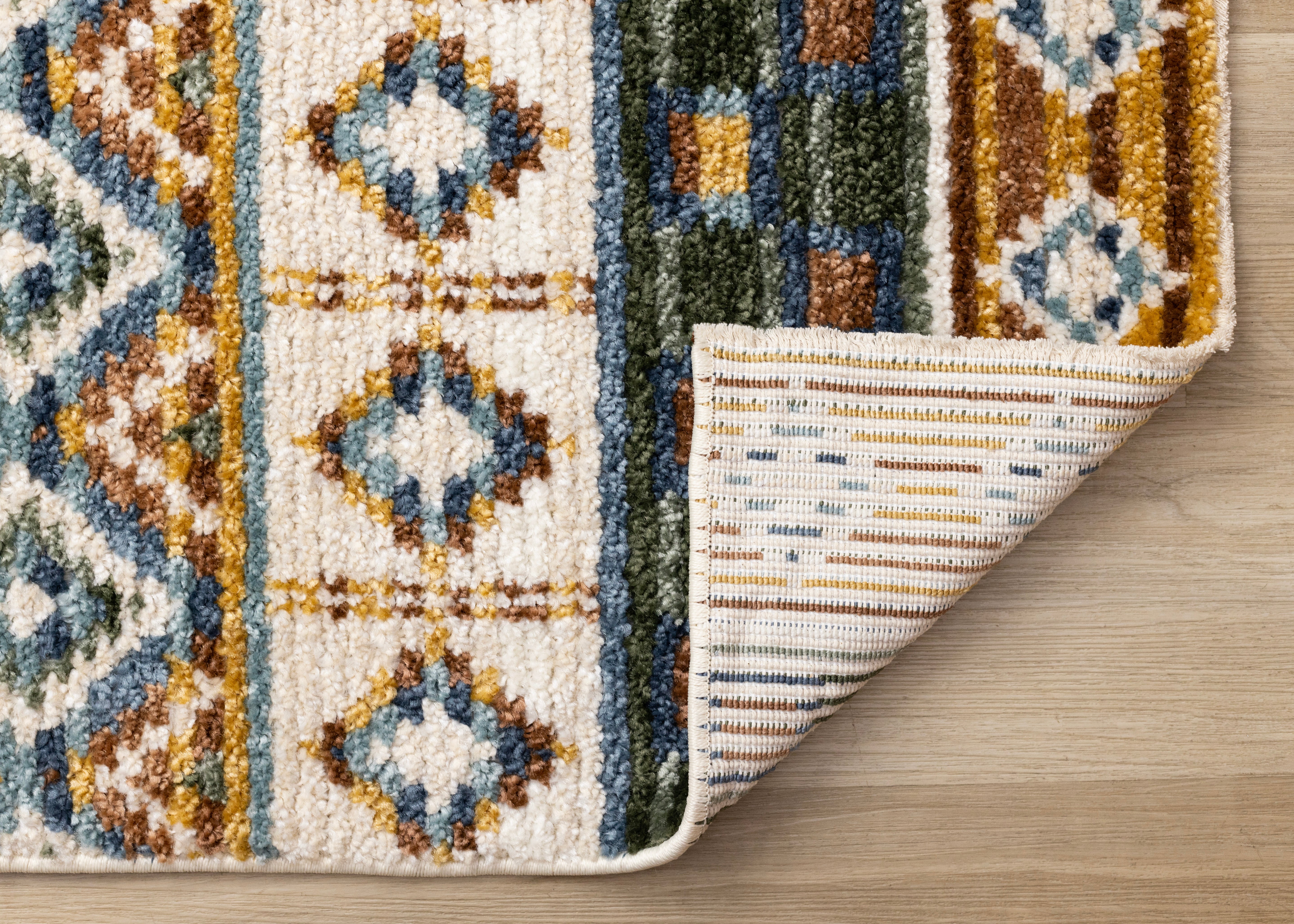 Nala Yellow Blue Green Oxblood Intricate Southwestern Design Rug